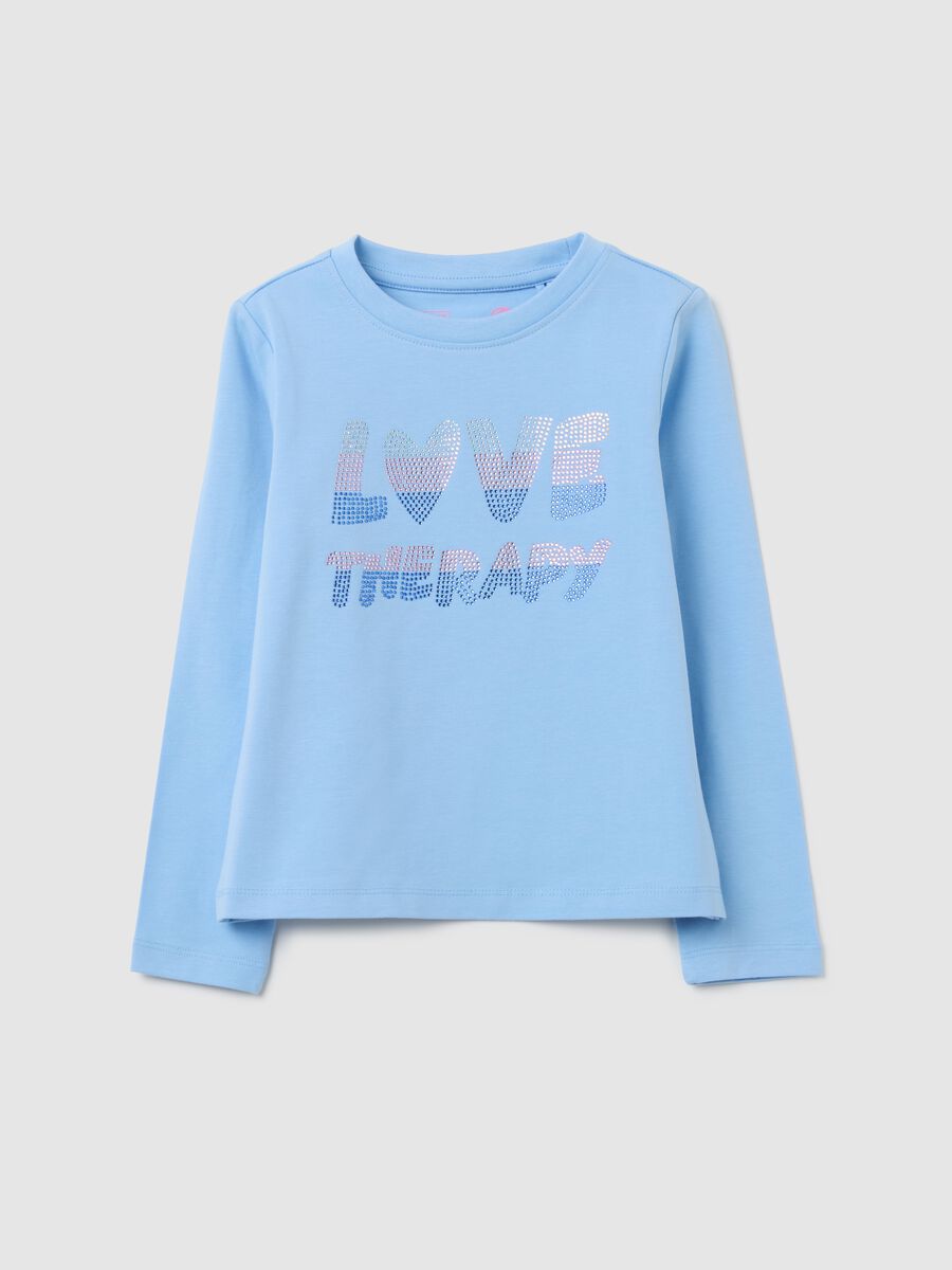 Girl's blue stretch cotton top regular fit_0