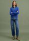 Blue pure cotton cable-knit jumper with deep V-neck_1