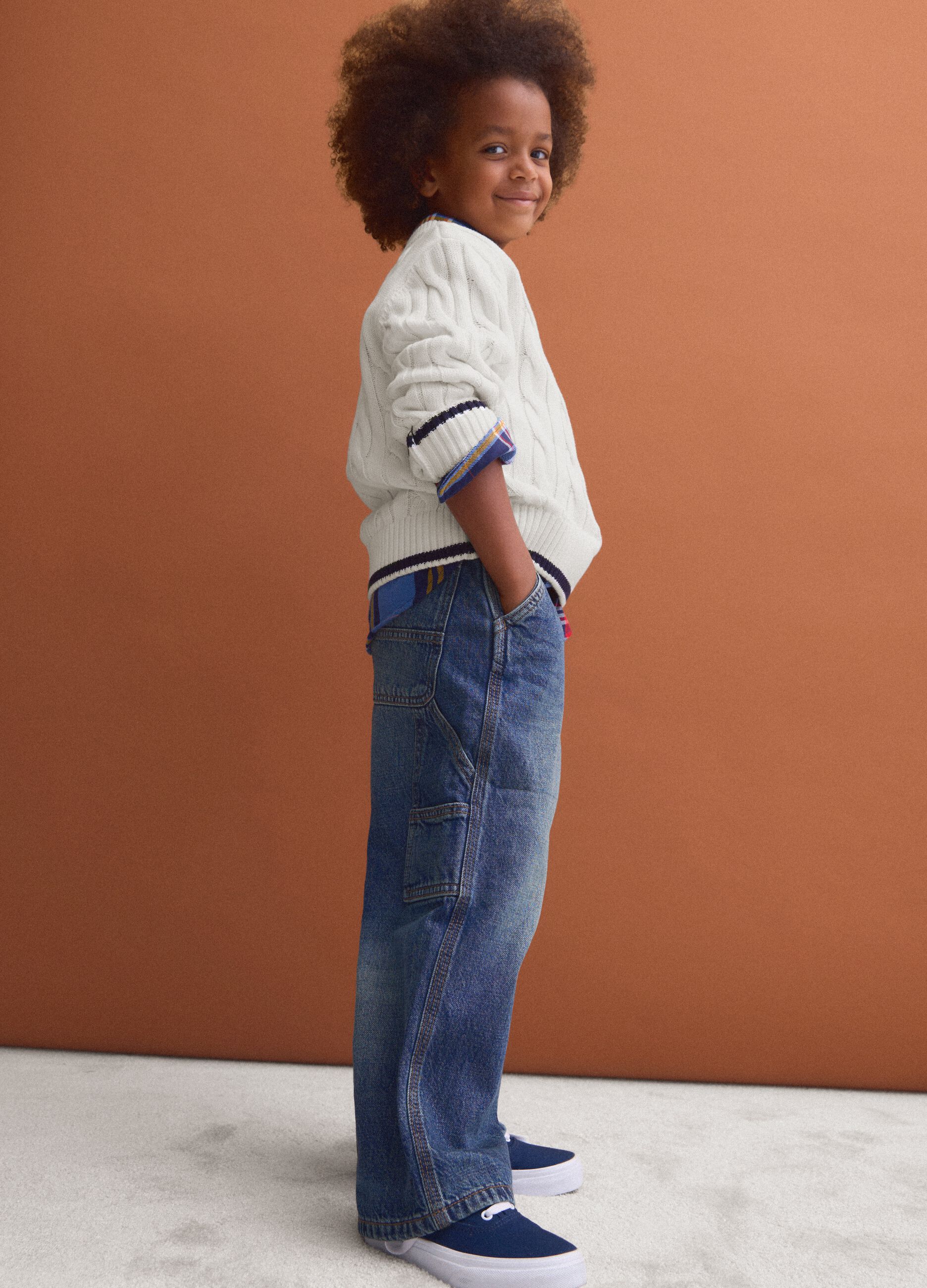 Jeans blu in puro cotone relaxed fit