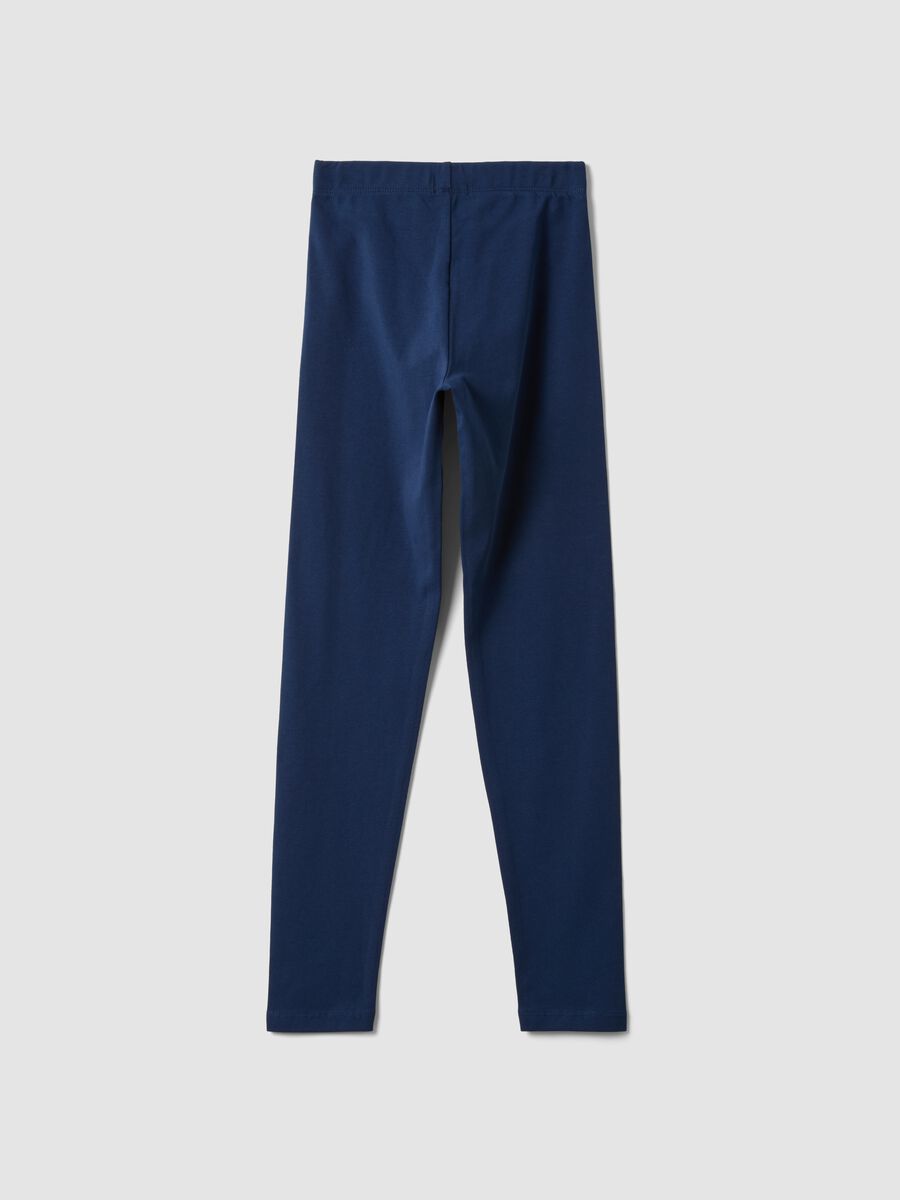 Girls&rsquo; blue skinny leggings in stretch organic cotton_5