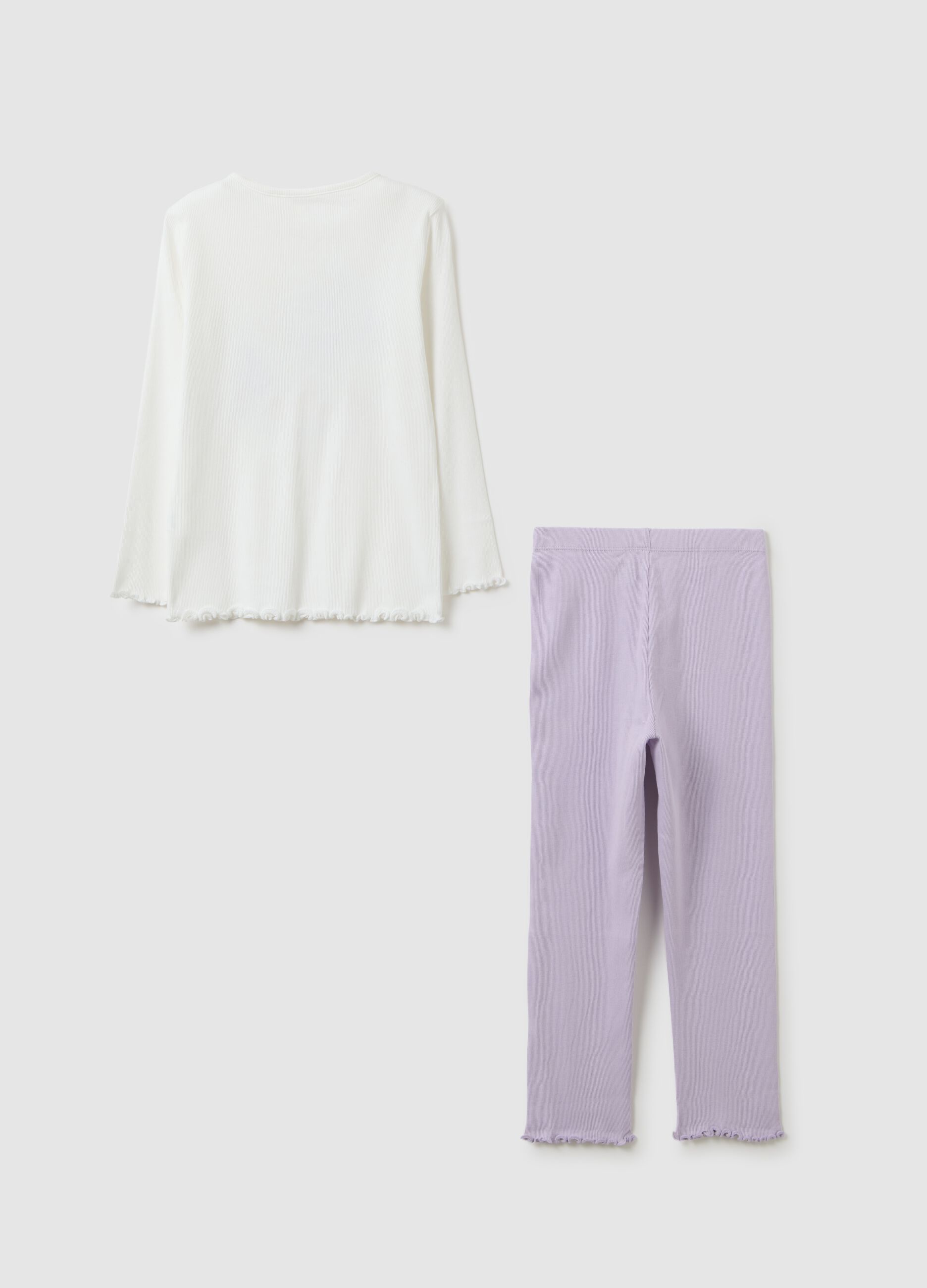 Pigiama da bambina in puro cotone multicolor regular fit