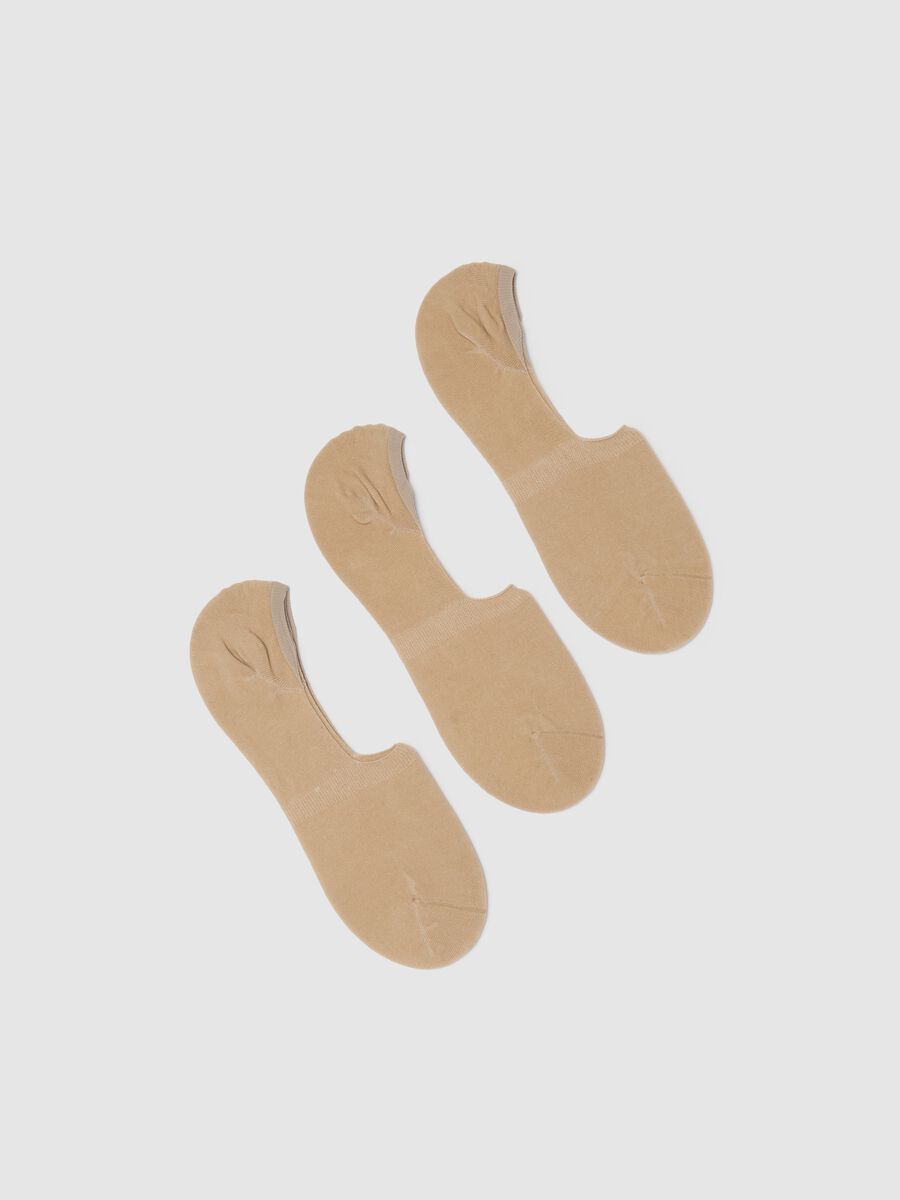 Three-pack beige stretch pop socks_0
