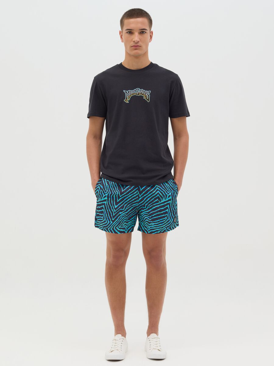 Maui swim shorts with blue abstract print_0