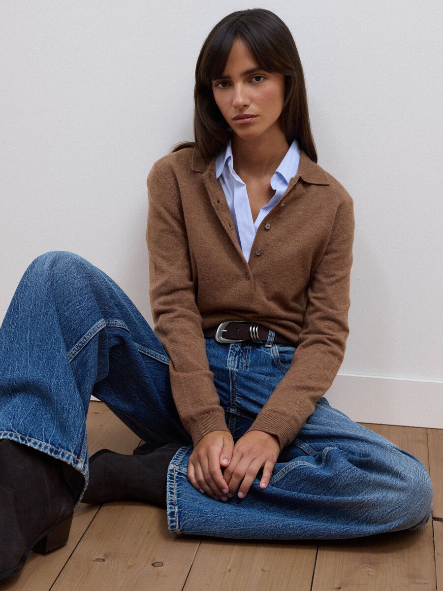 Brown pure wool crew-neck jumper_0
