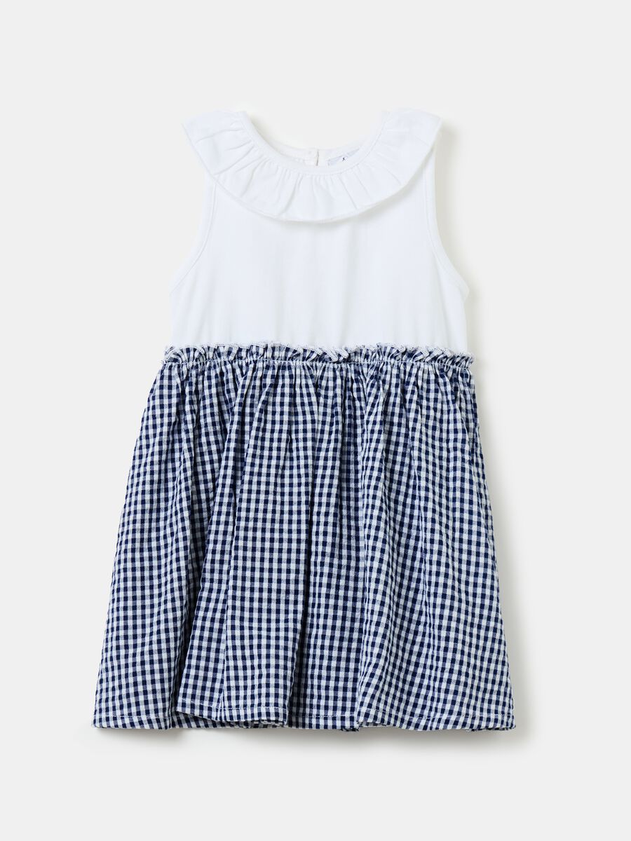 Sleeveless dress with gingham skirt_0