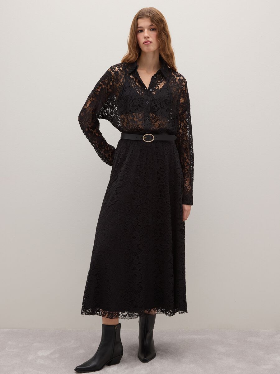 Black Transparent Lace Regular Fit Shirt_2