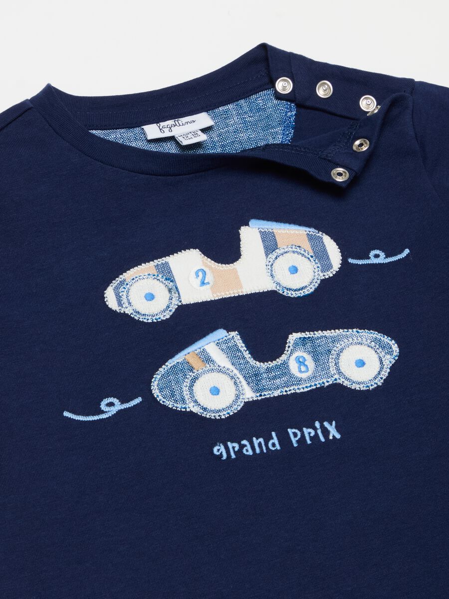 Cotton T-shirt with racing car patch_2