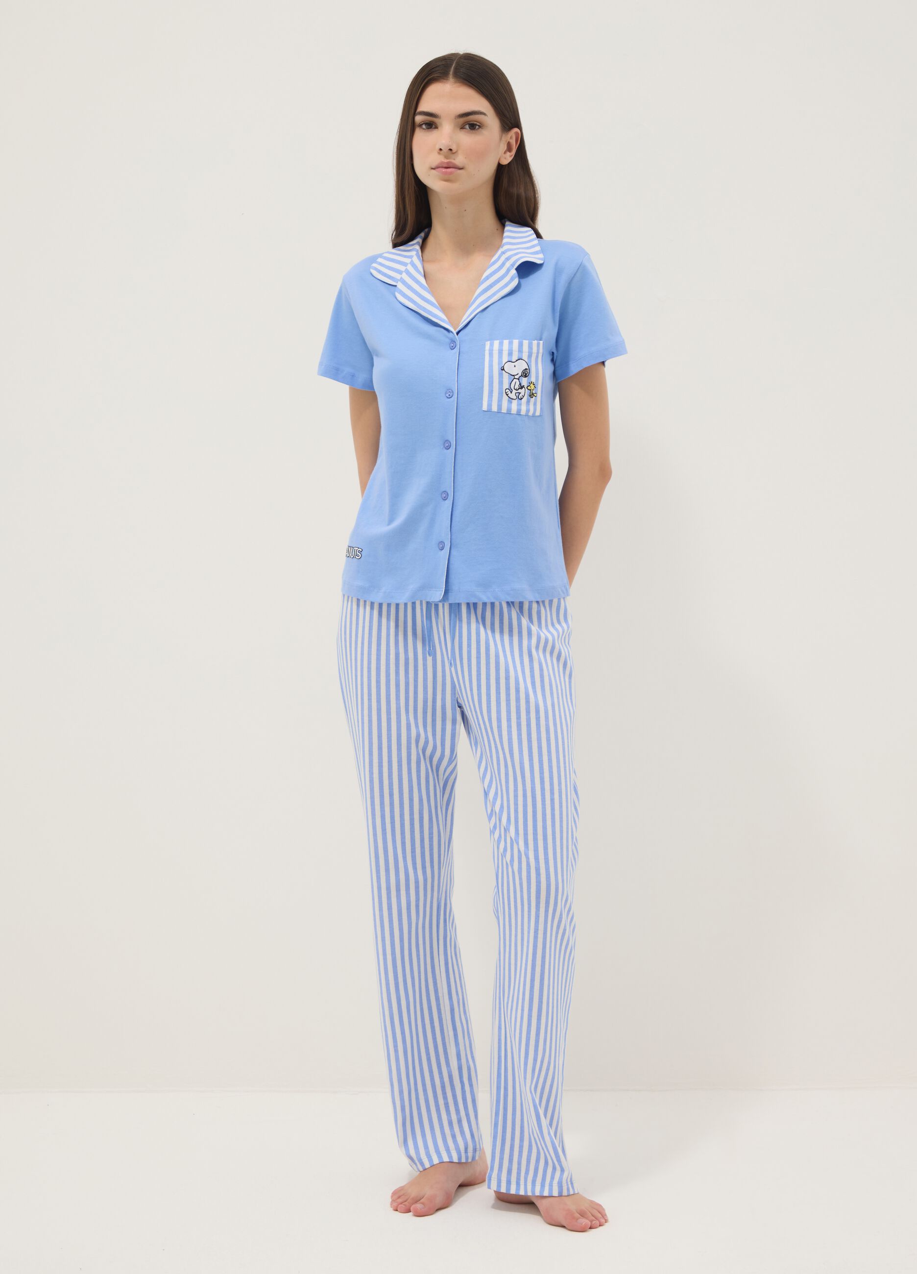 Multicoloured pure cotton regular fit pyjamas with Peanuts