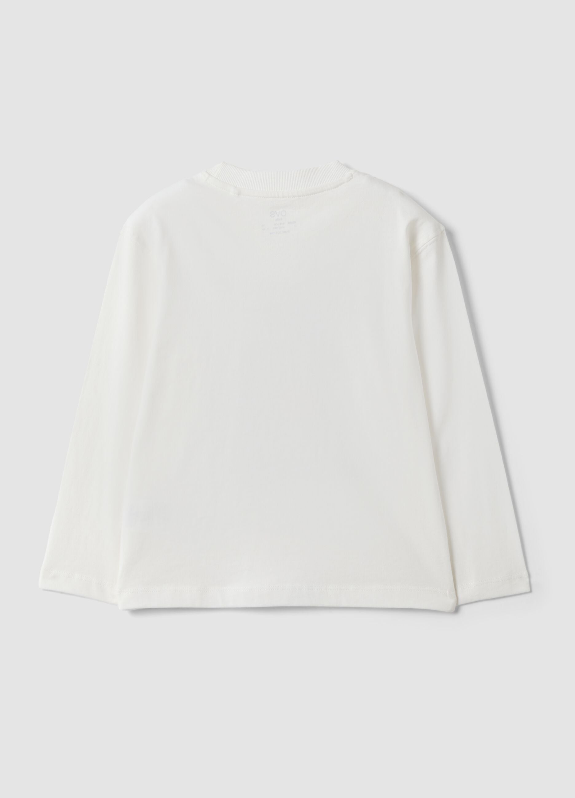 White pure cotton oversized fit T-shirt with skate print for boys