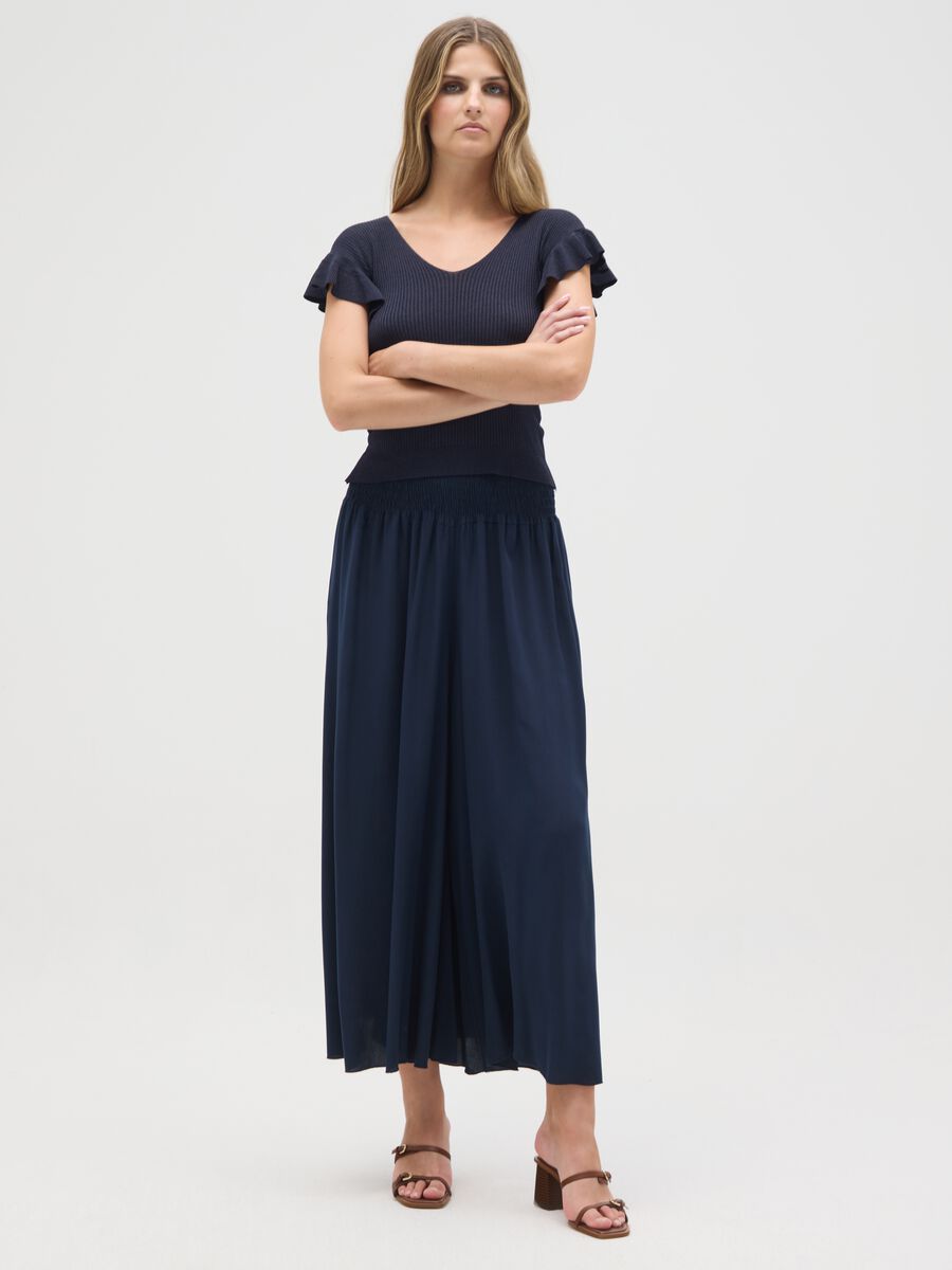 Women's trousers in pure blue viscose regular fit_0