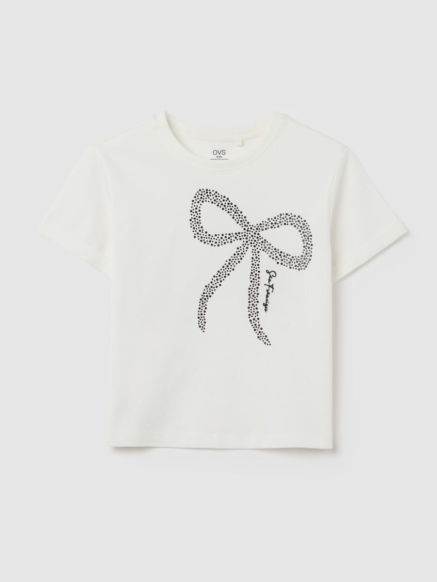 White T-shirt with black bow print OVS Kids_3