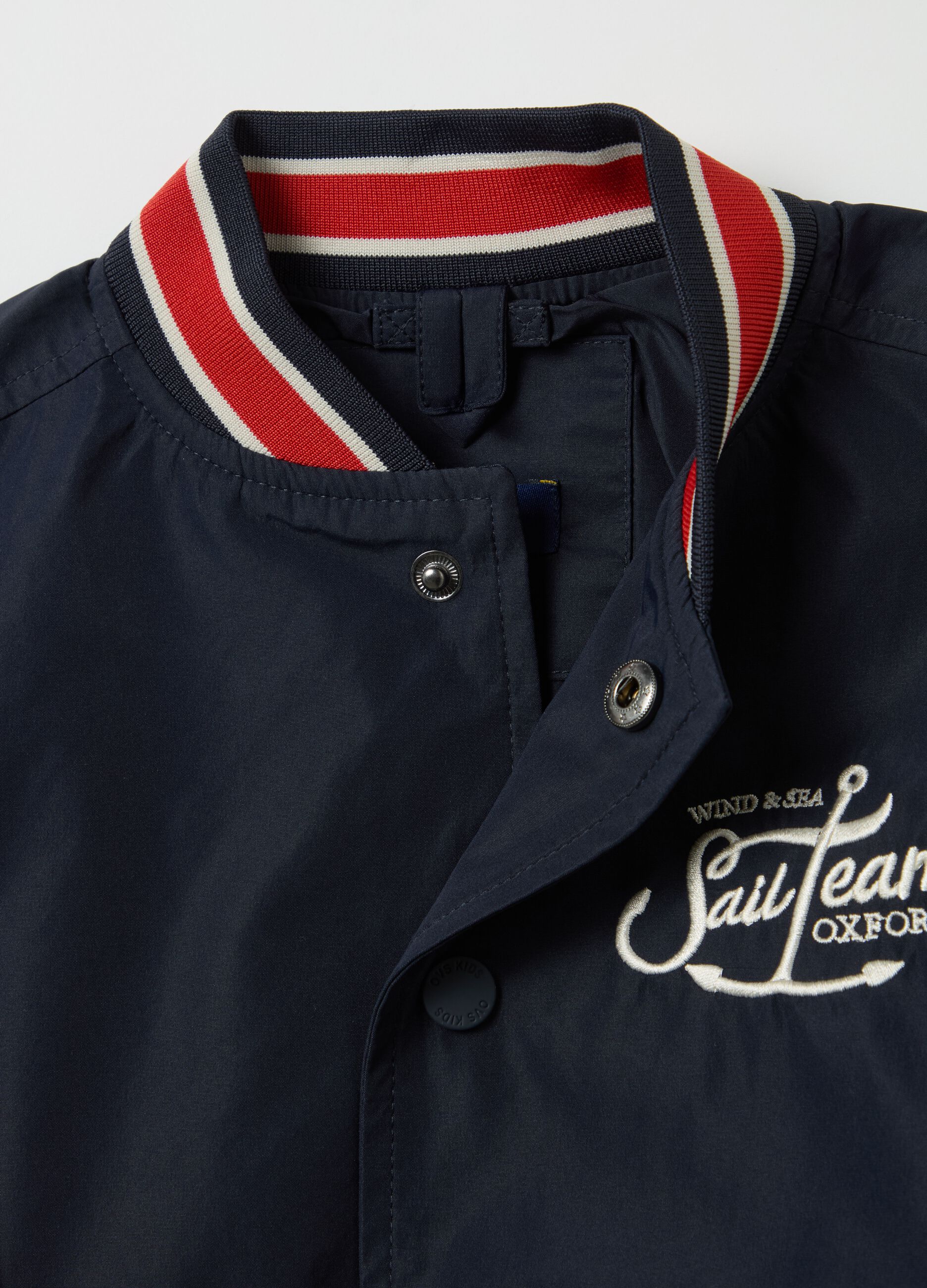 Varsity bomber jacket with "Sailing Team Wind & Sea” embroidery