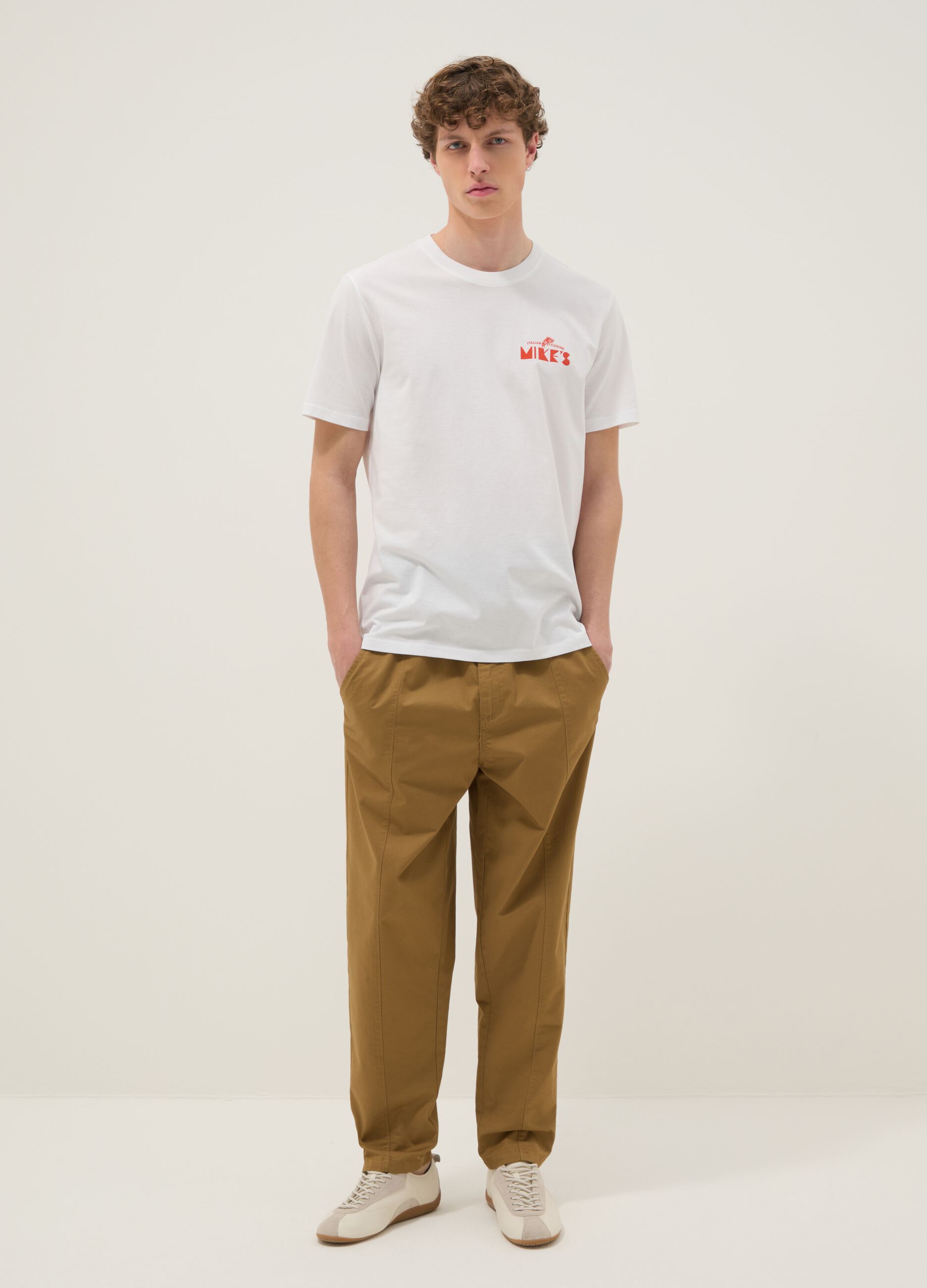 White printed T-shirt in pure cotton, regular fit