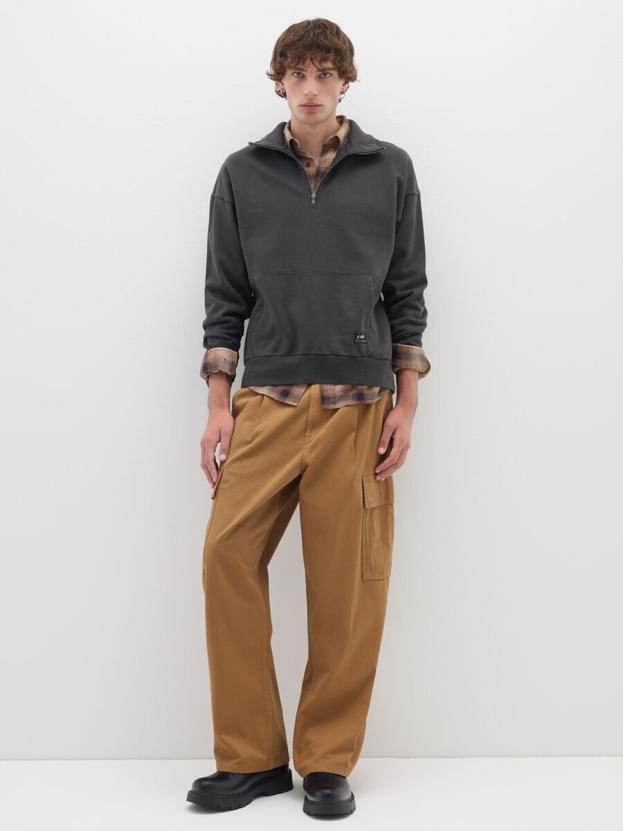 Brown Baggy Pure Cotton Cargo Trousers_1