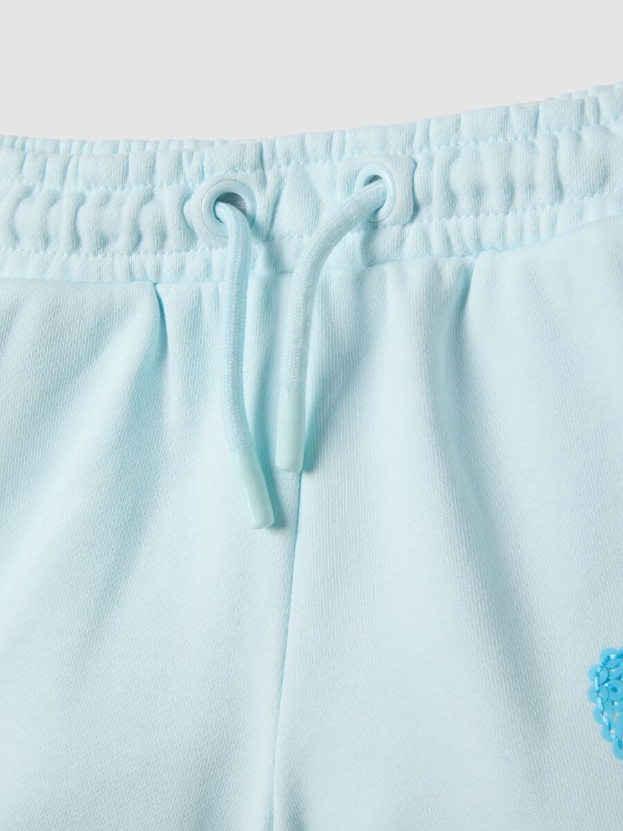 Girls' blue cotton-blend shorts regular fit with heart_2