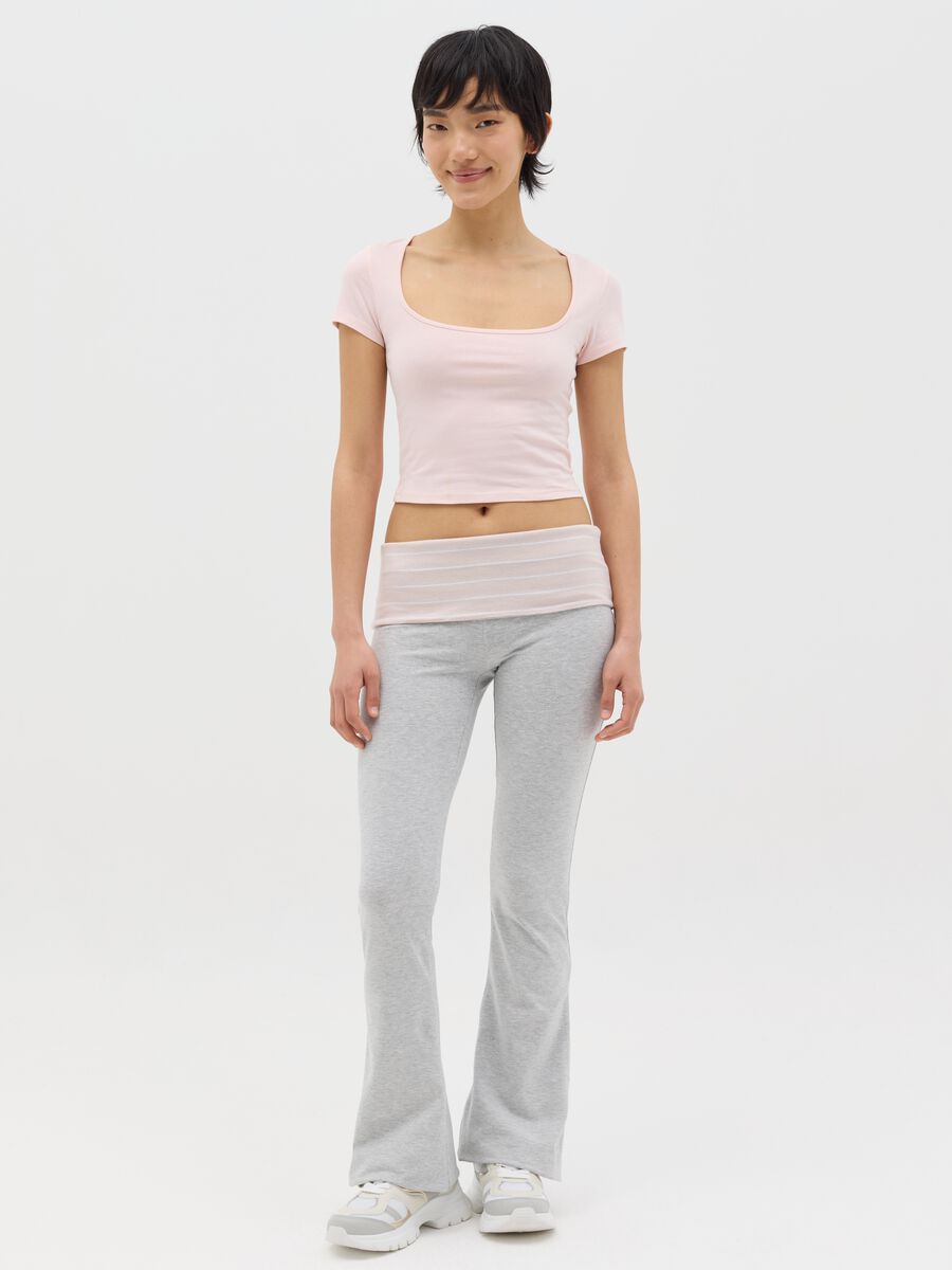 Pink T-shirt with square neckline_1