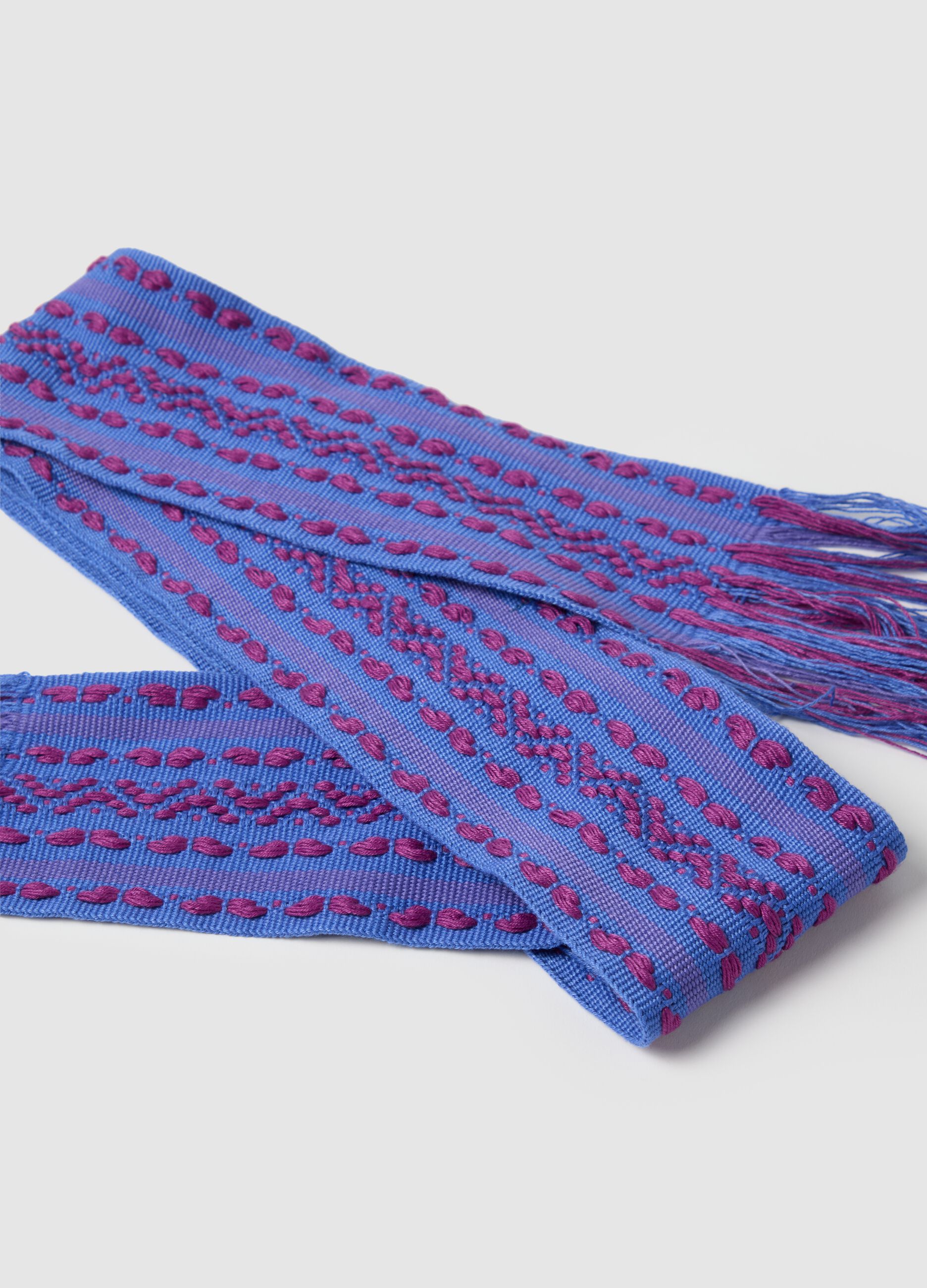 Cintura intrecciata da donna multicolor con frange