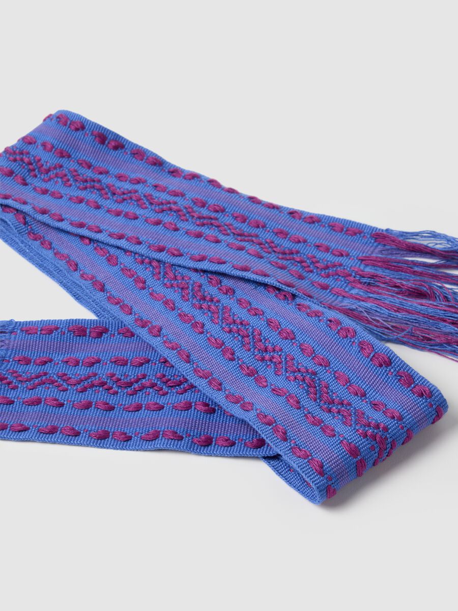 Women's multicolour braided belt with fringes_1