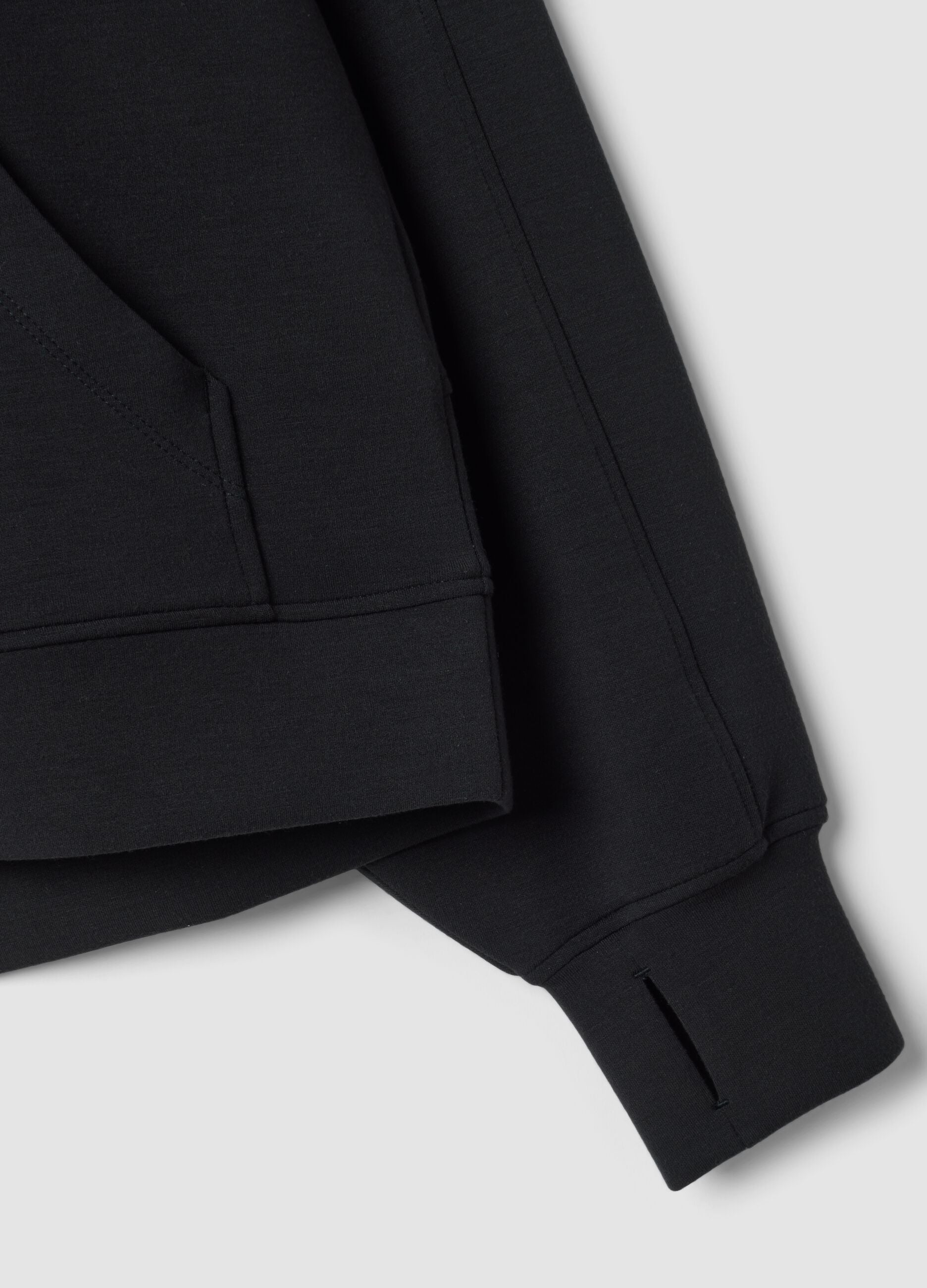 Black hooded sweatshirt in stretchy viscose jersey, regular fit