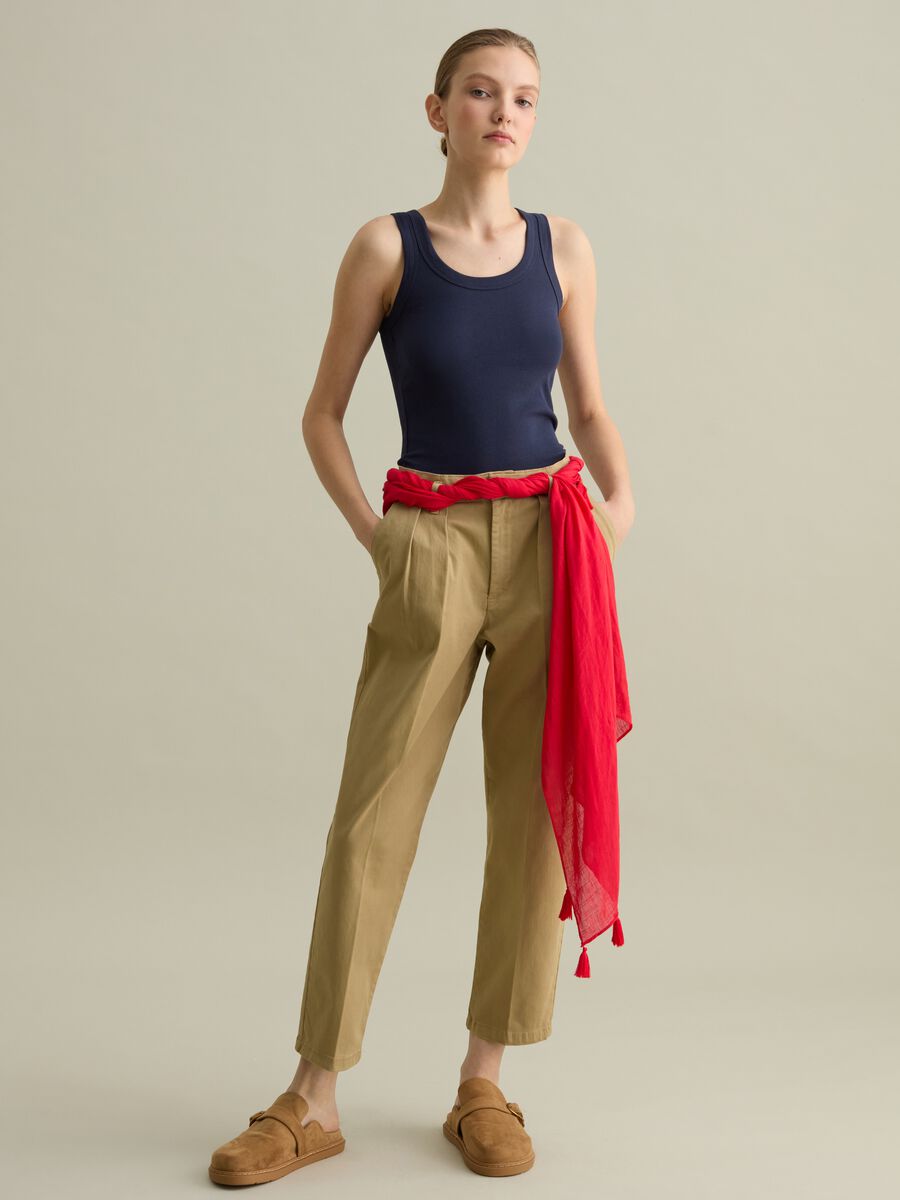 Dark blue ribbed tank top_1
