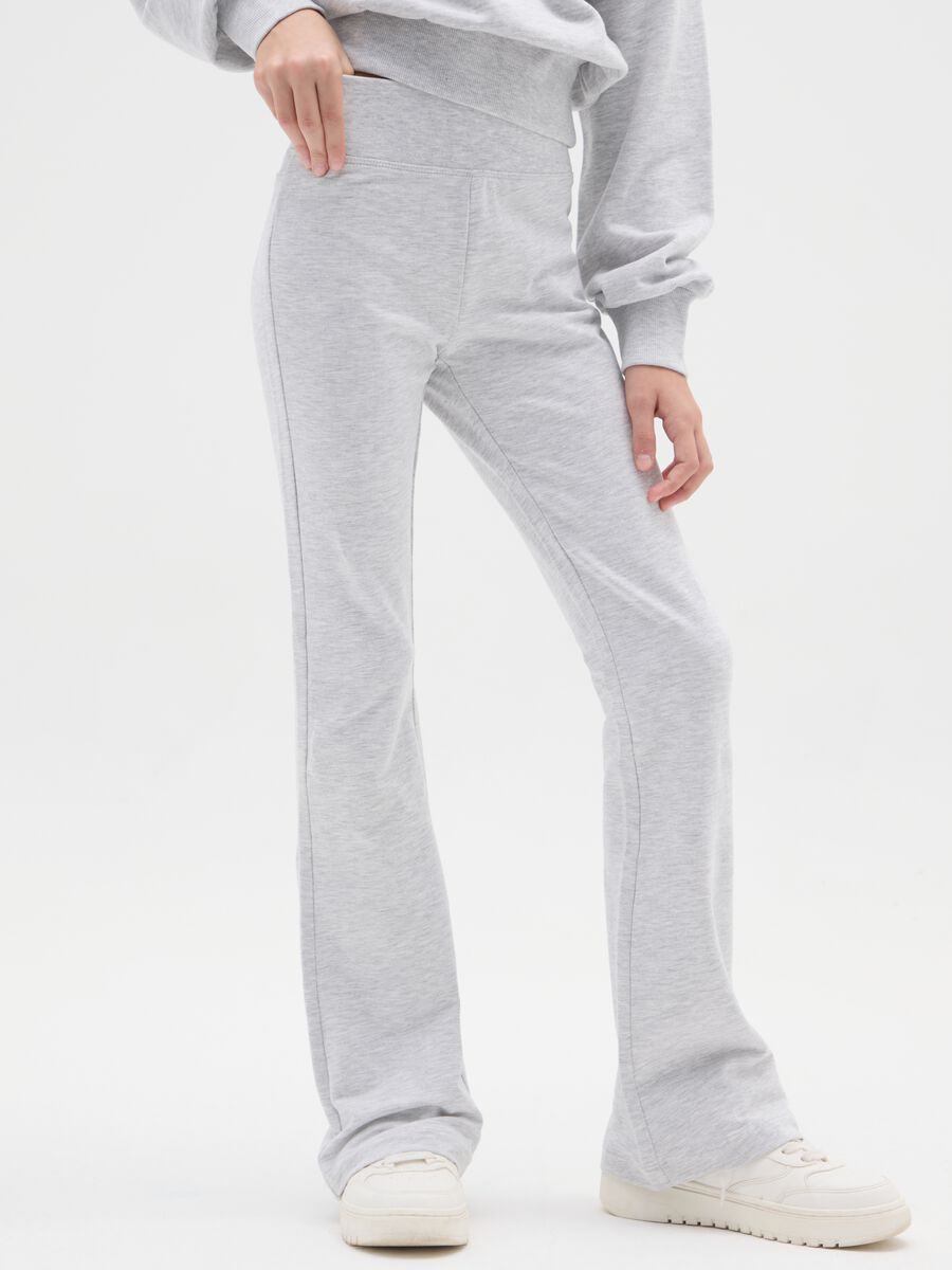 Treggings flare da ragazza in misto cotone elasticizzato grigio_2