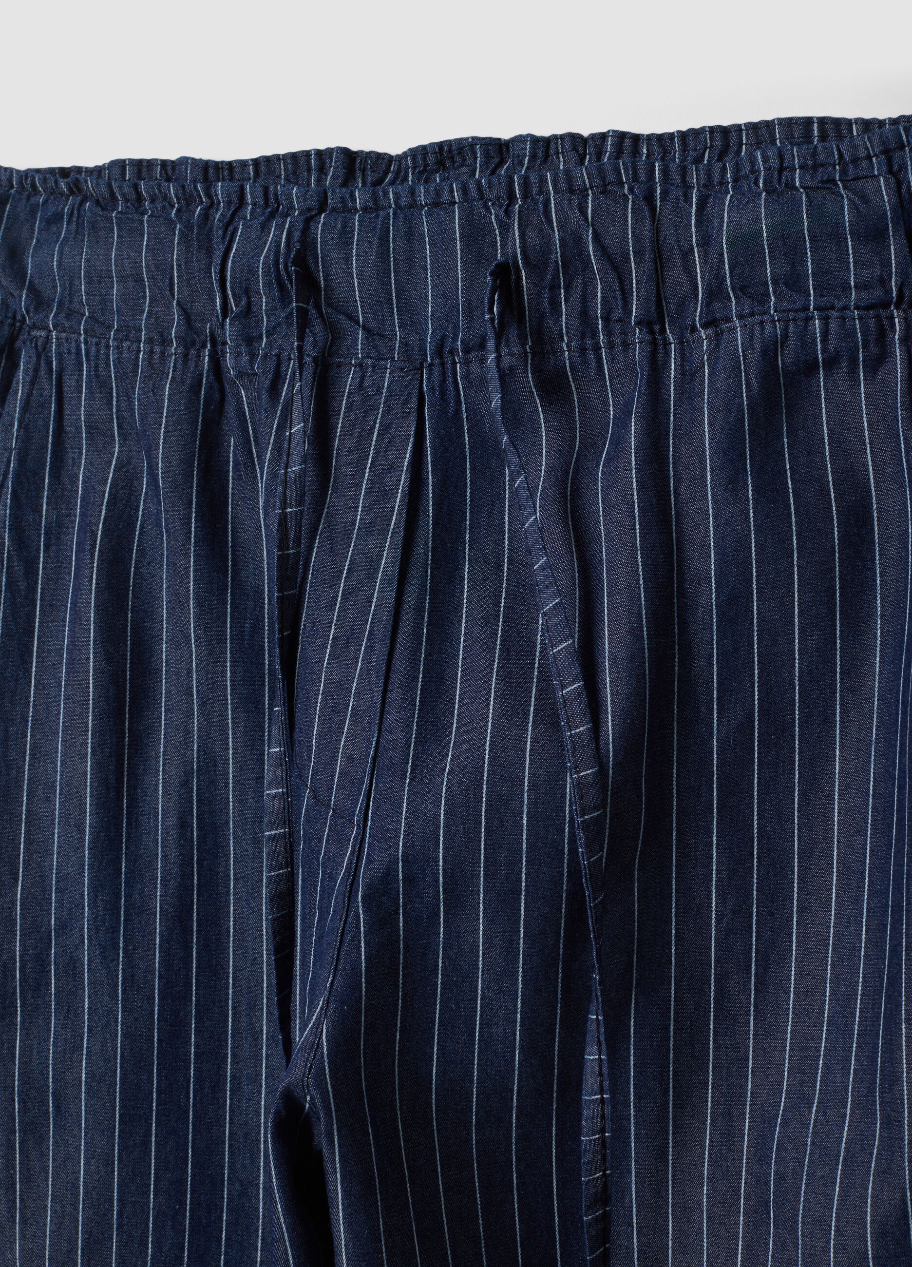 Blue pure cotton striped trousers