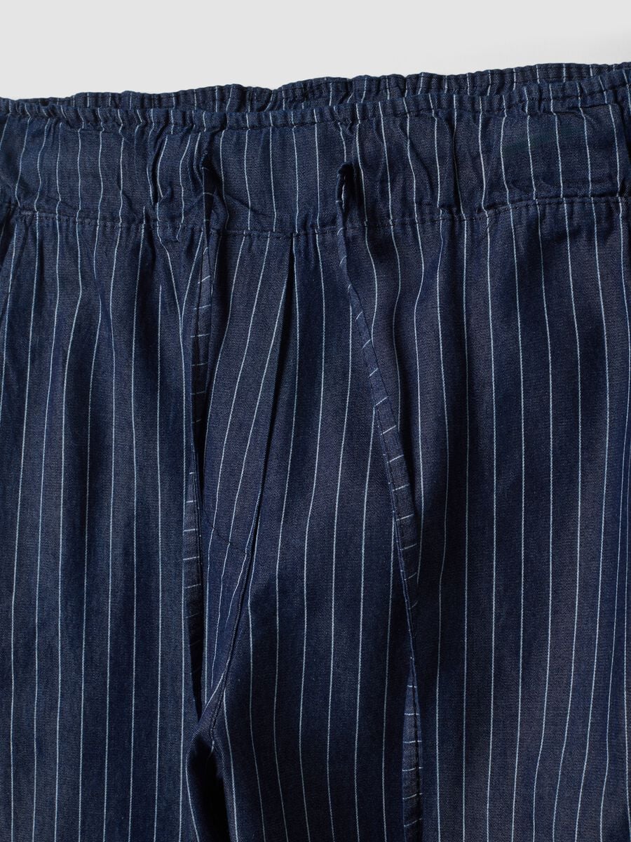 Pantaloni blu a righe in puro cotone_5