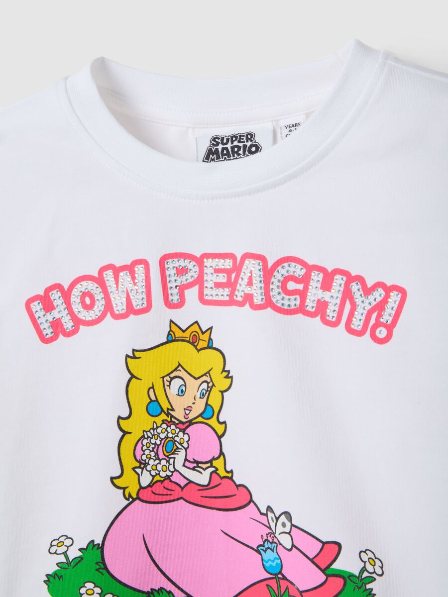 Set in cotone elasticizzato multicolor da bambina con stampa Peach_2