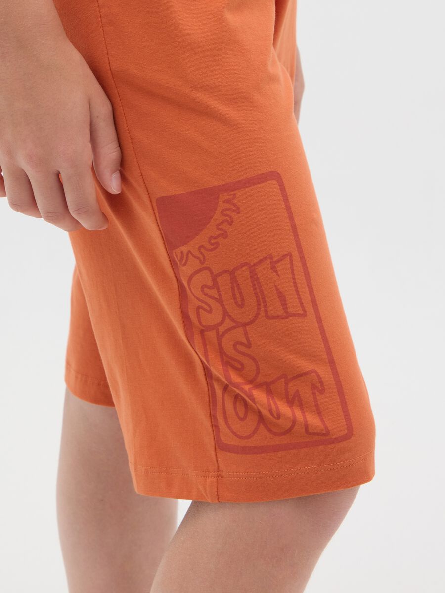 Boys' orange cotton bermuda shorts regular fit_4