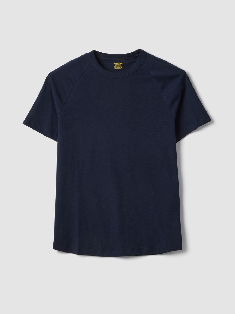 Regular fit blue pure cotton T-shirt_0