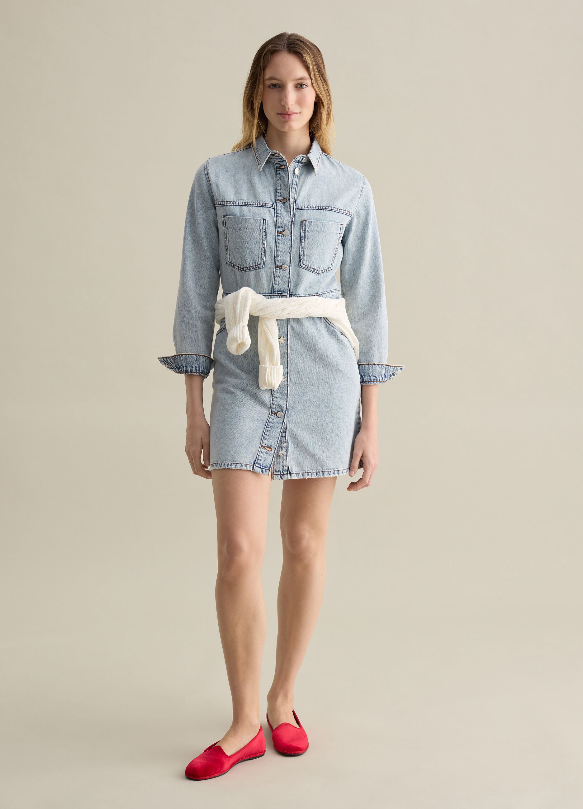 Abito chemisier in denim con bottoni