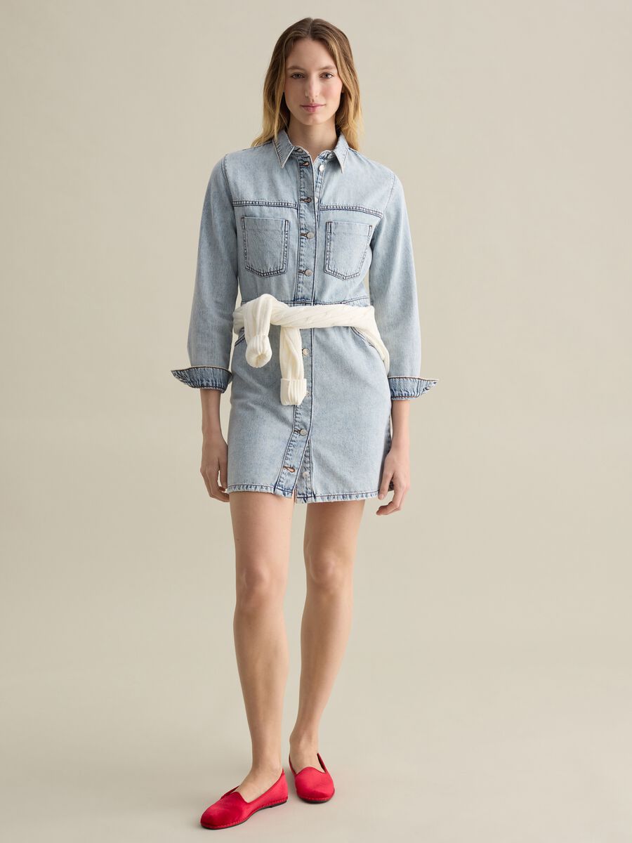 Denim shirt dress with buttons_0