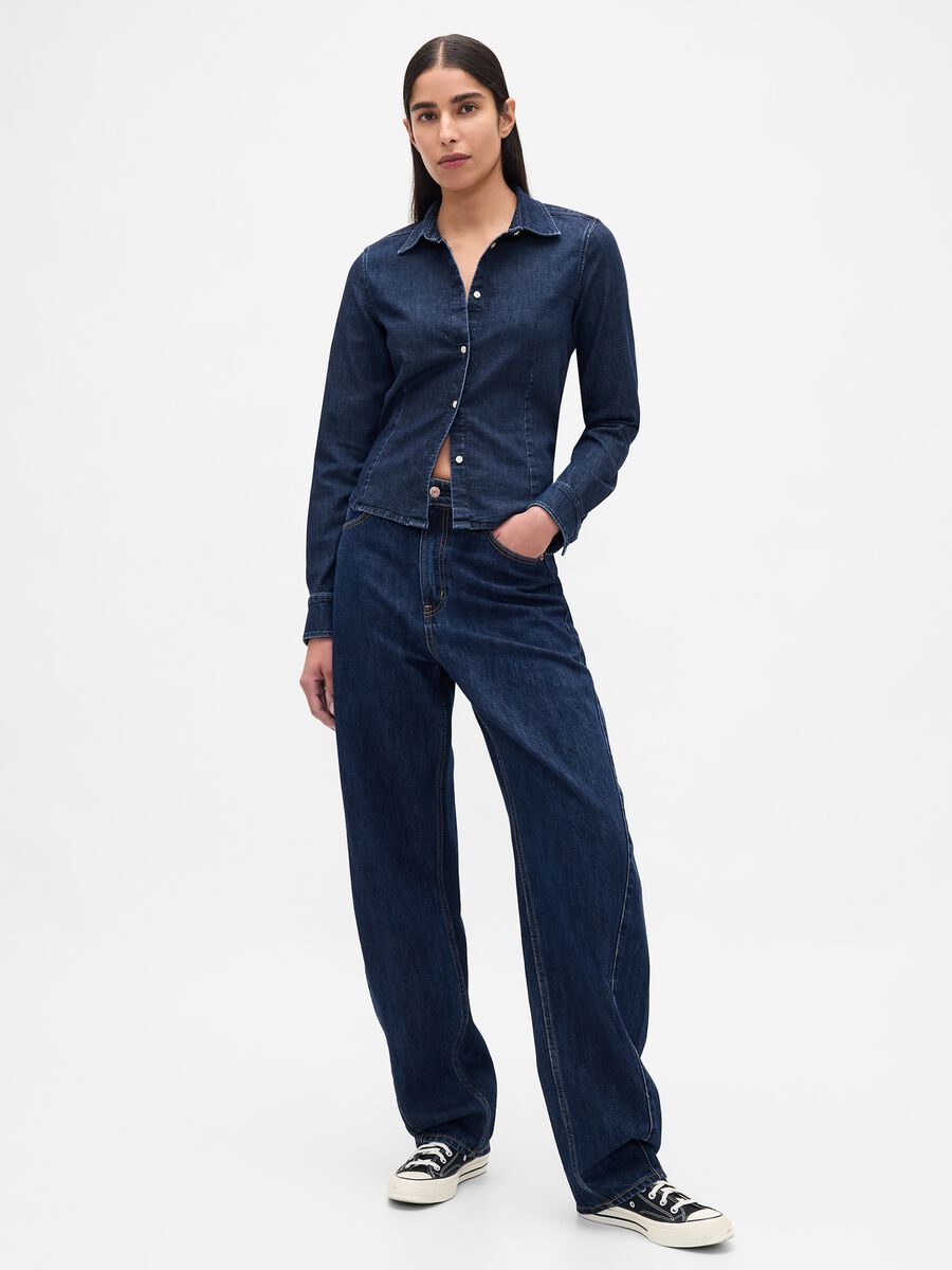 Stretch Long Sleeve Denim Shirt_2