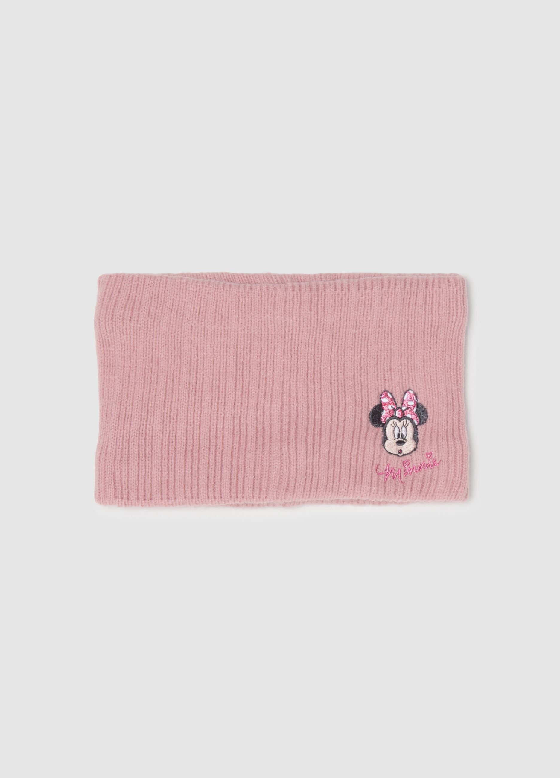 Pink girl's scarf with Disney embroidery