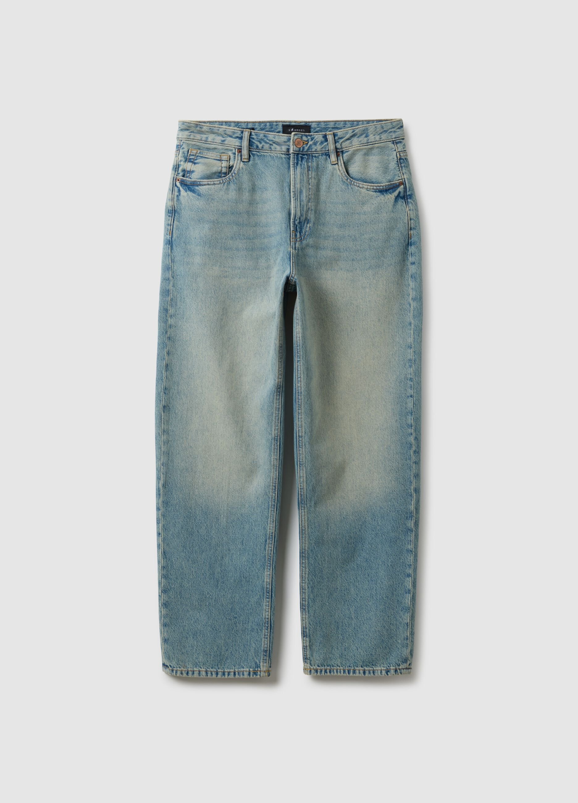 Blue baggy jeans in pure stretch cotton
