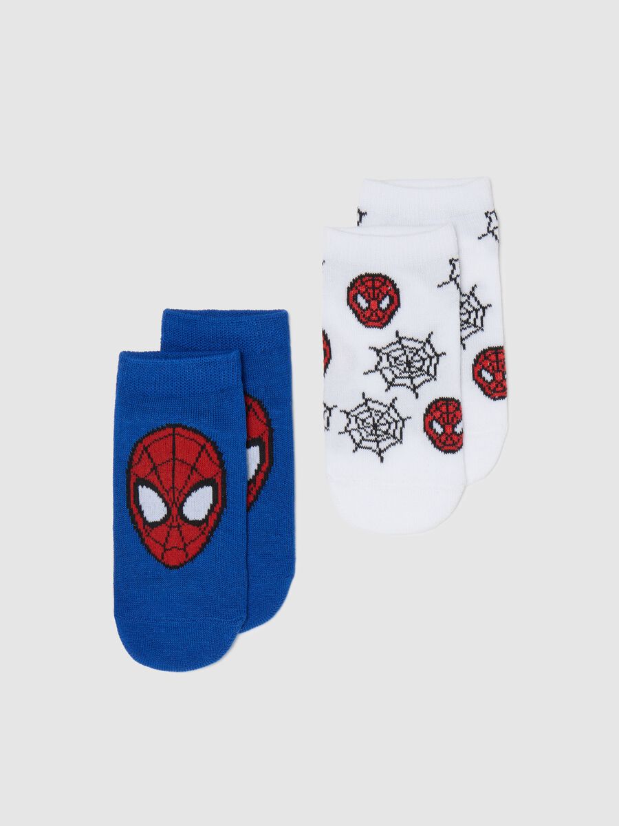 Bipack calze corte con disegno Spider-Man blu bianco_0