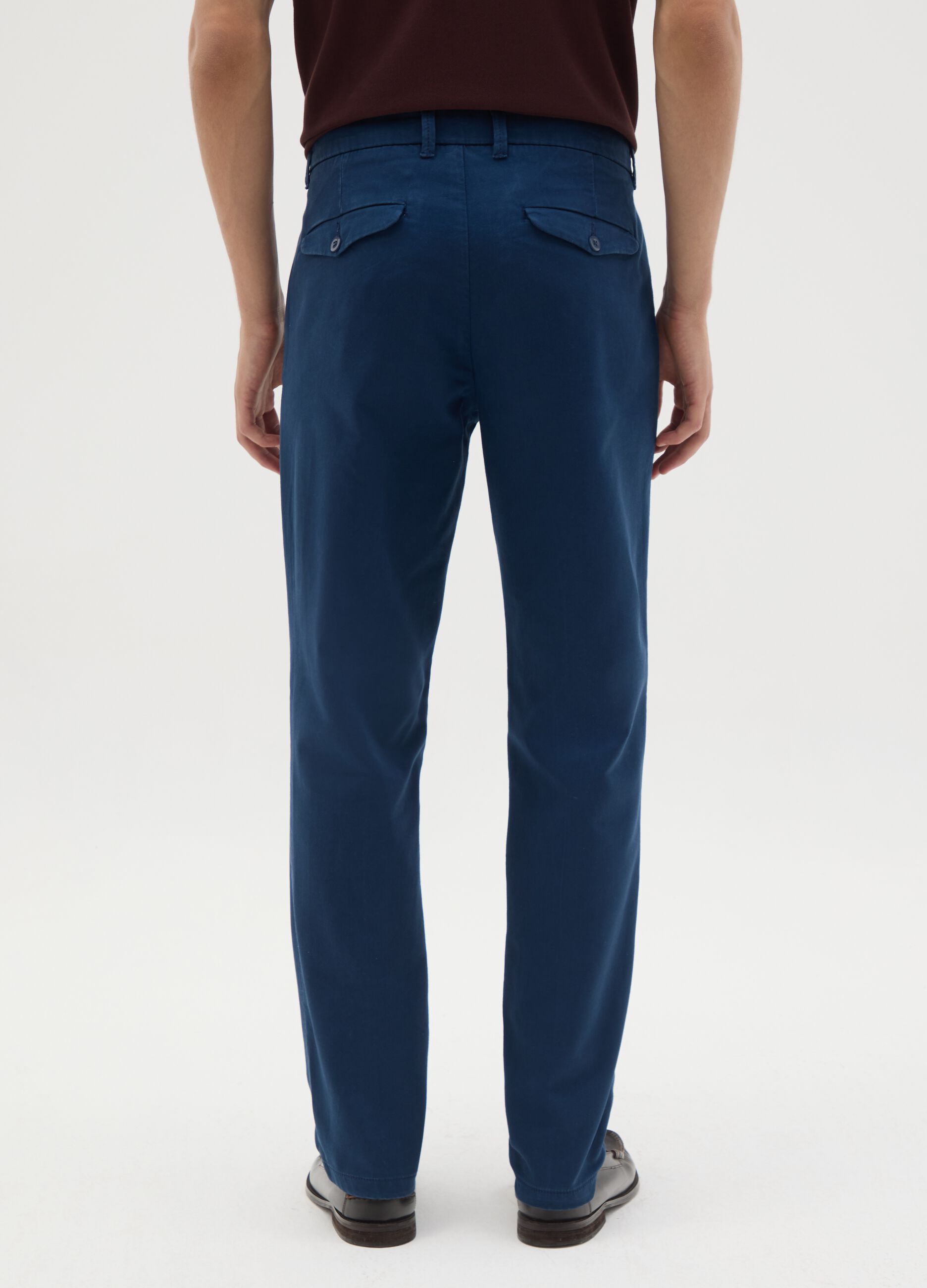 Blue cotton slim fit trousers
