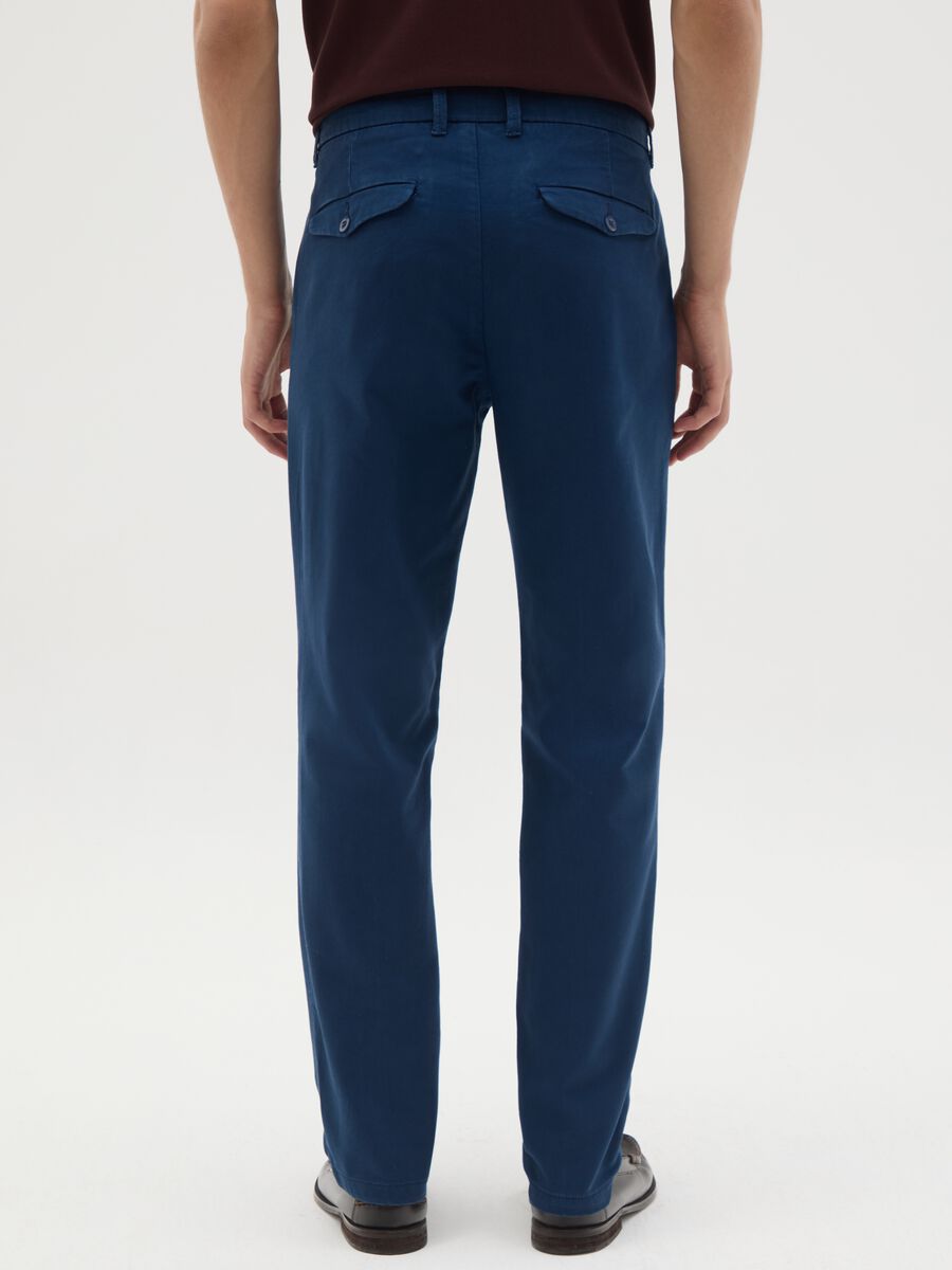 Blue cotton slim fit trousers_3