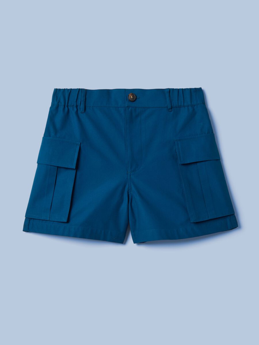 ALTAVIA SAILING blue cargo shorts in pure cotton with elasticated waistband_4