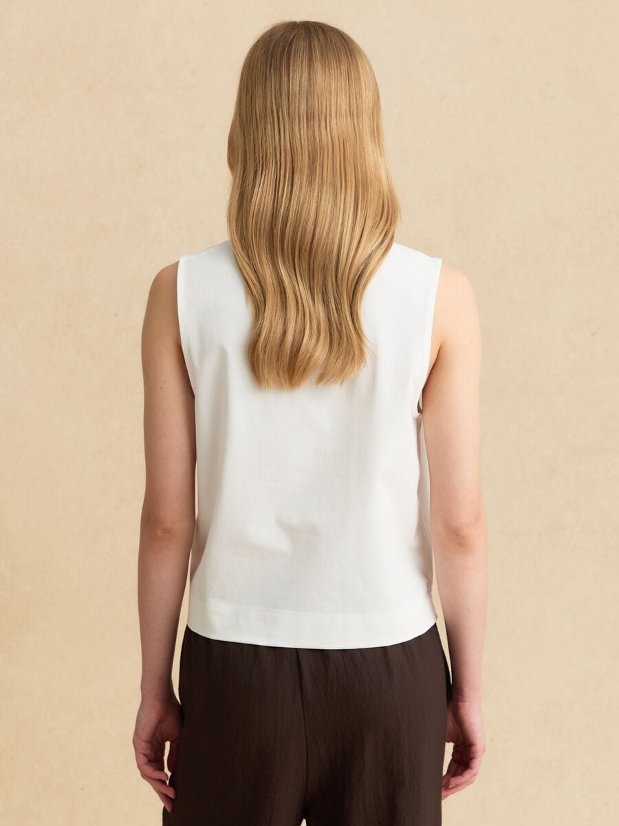 White cotton-blend tank top_3
