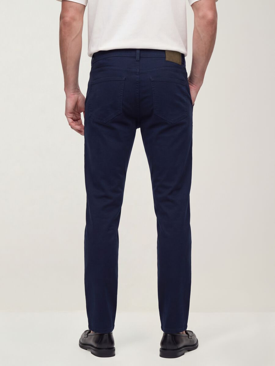 Pantaloni verdi in dobby di cotone elasticizzato slim fit_2