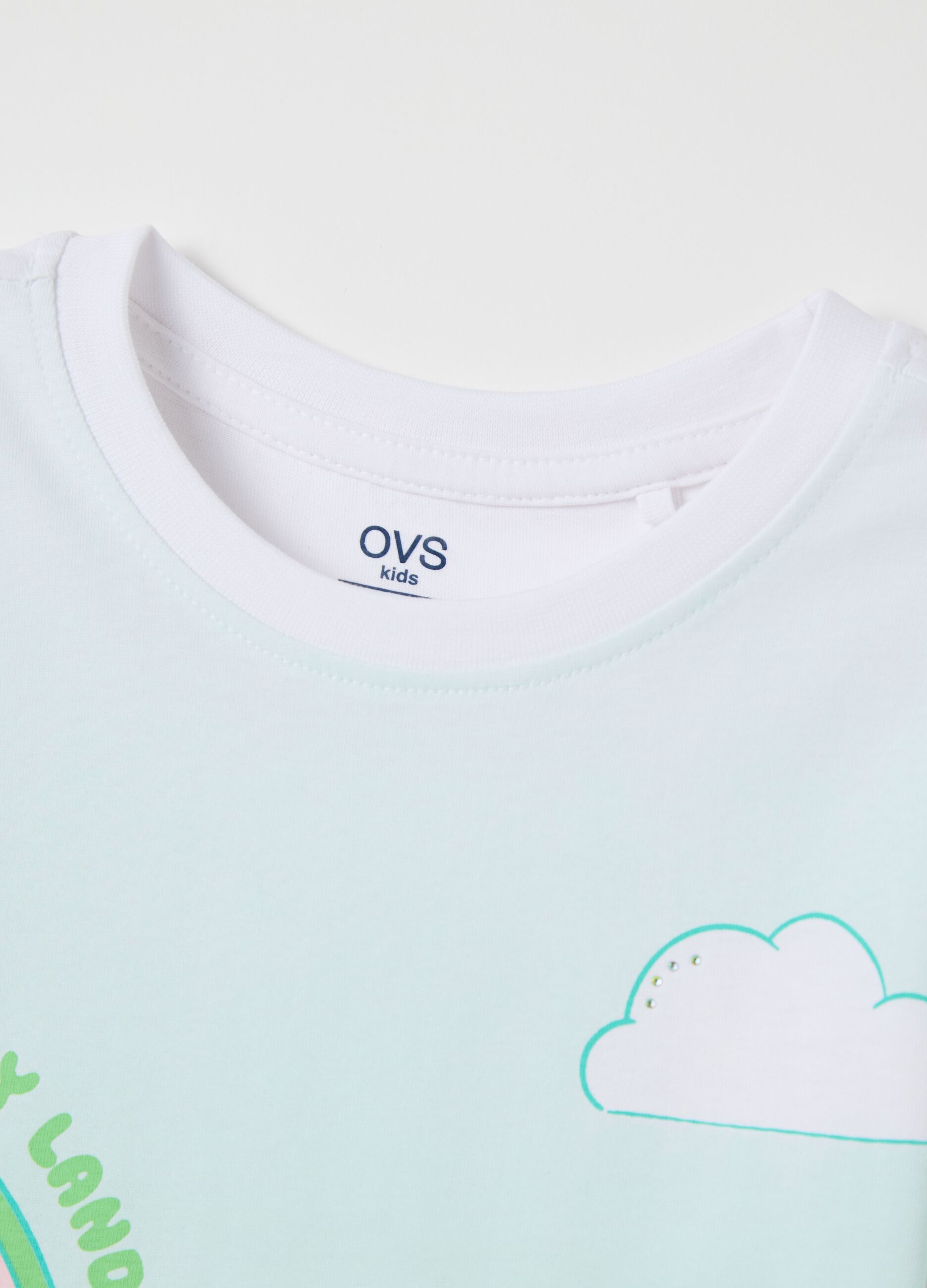 T-shirt da bambina in puro cotone bianca regular fit con stampa
