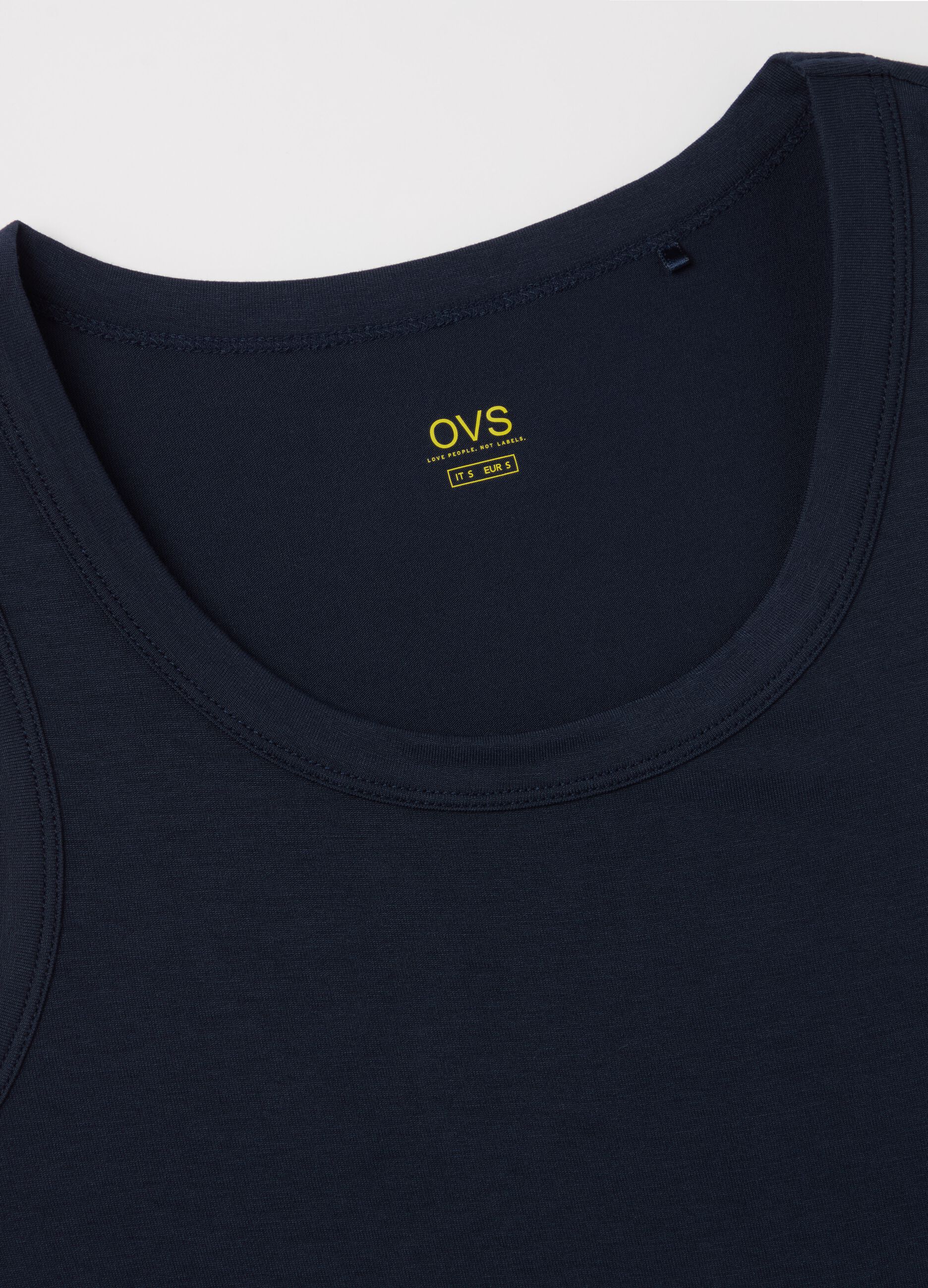 Basic blue tank top in stretch viscose