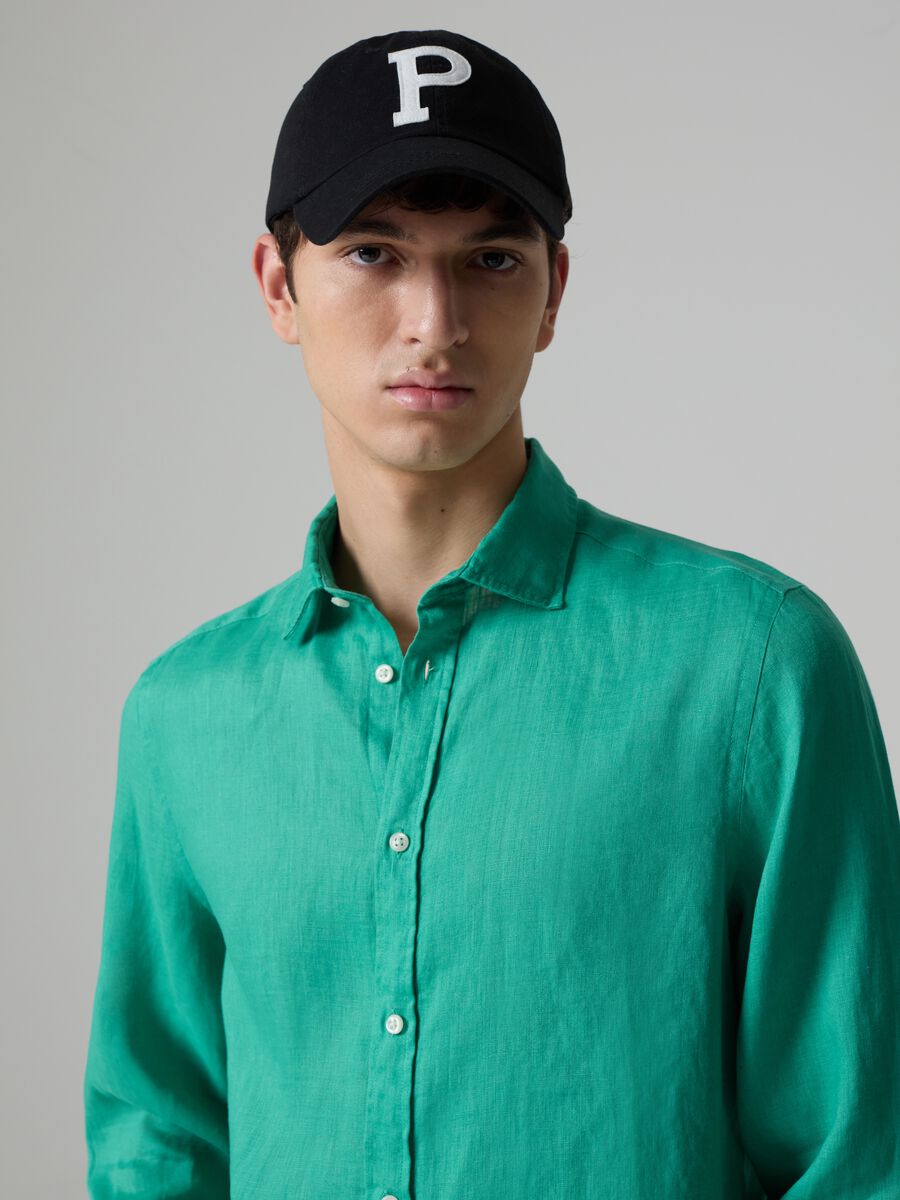 Solid colour linen shirt_1