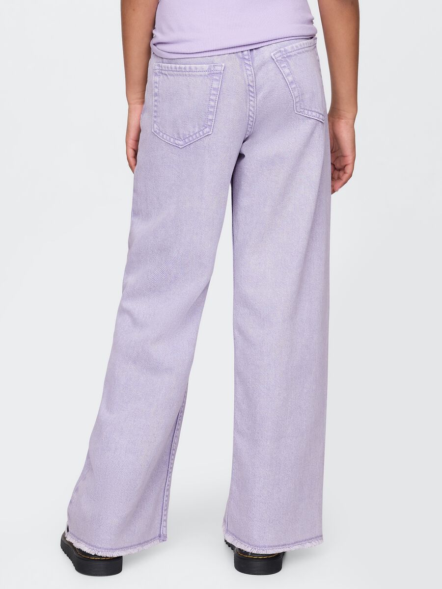 Purple wide leg jeans in cotton and Lyocell_1