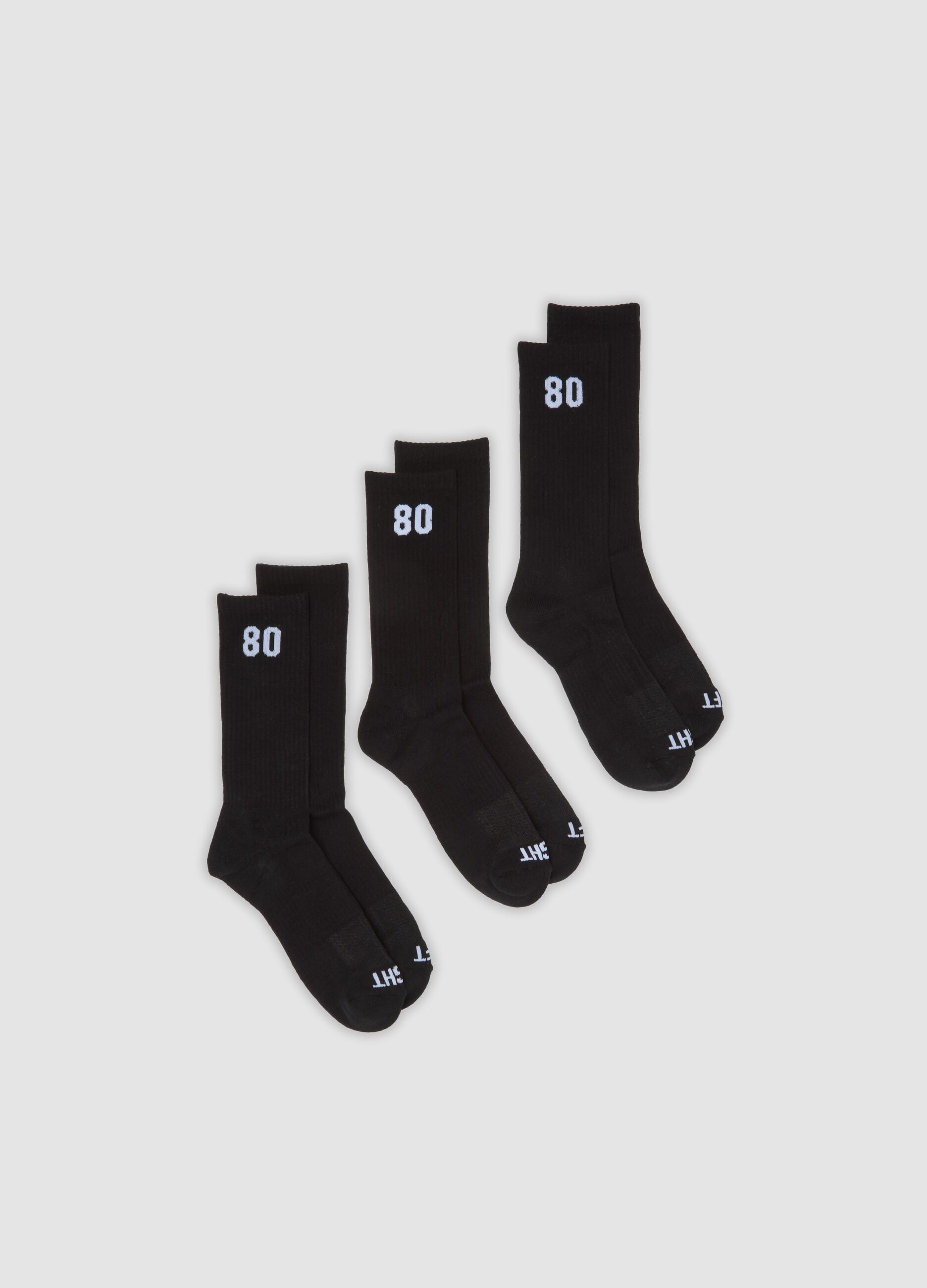 Three-pack of black sports socks in stretch organic cotton
