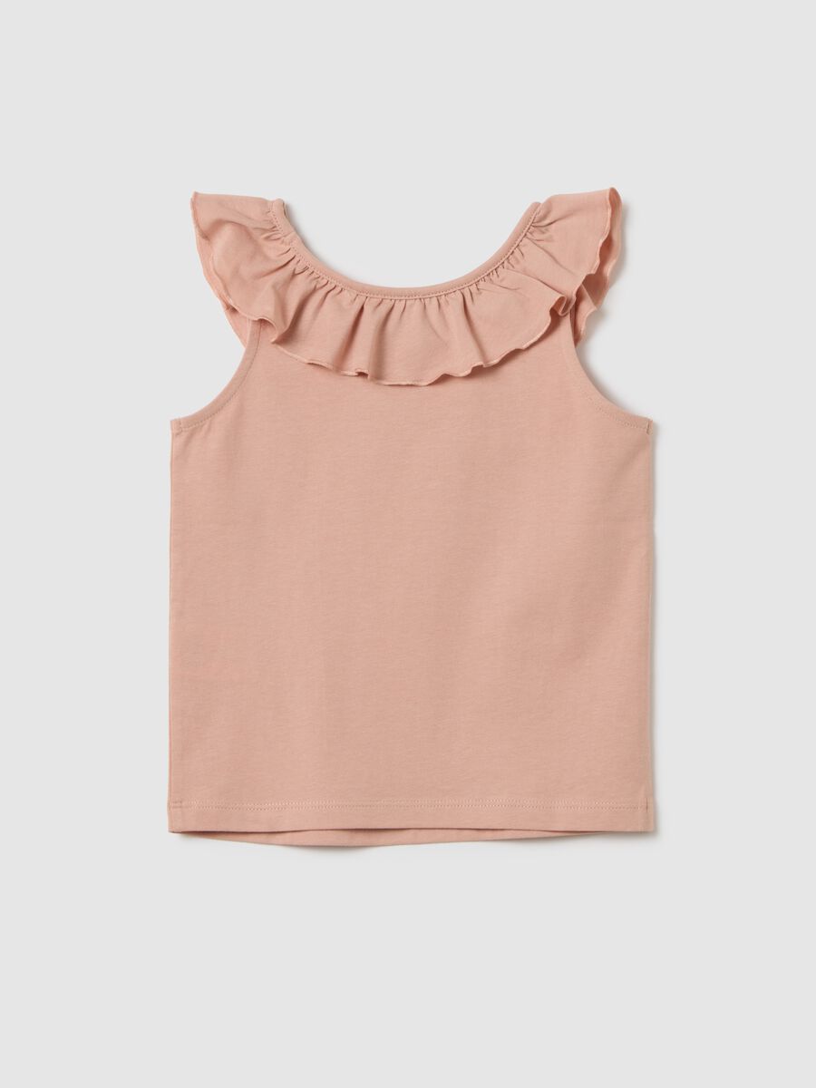 Girls' pink pure cotton regular fit top with ruffles_1