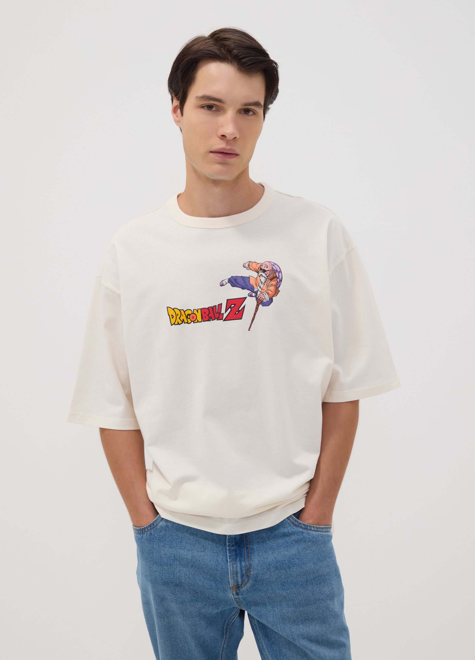 White pure cotton T-shirt with Dragon Ball Z print
