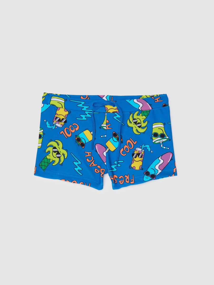 Boys’ swim briefs in blue stretch fabric_0