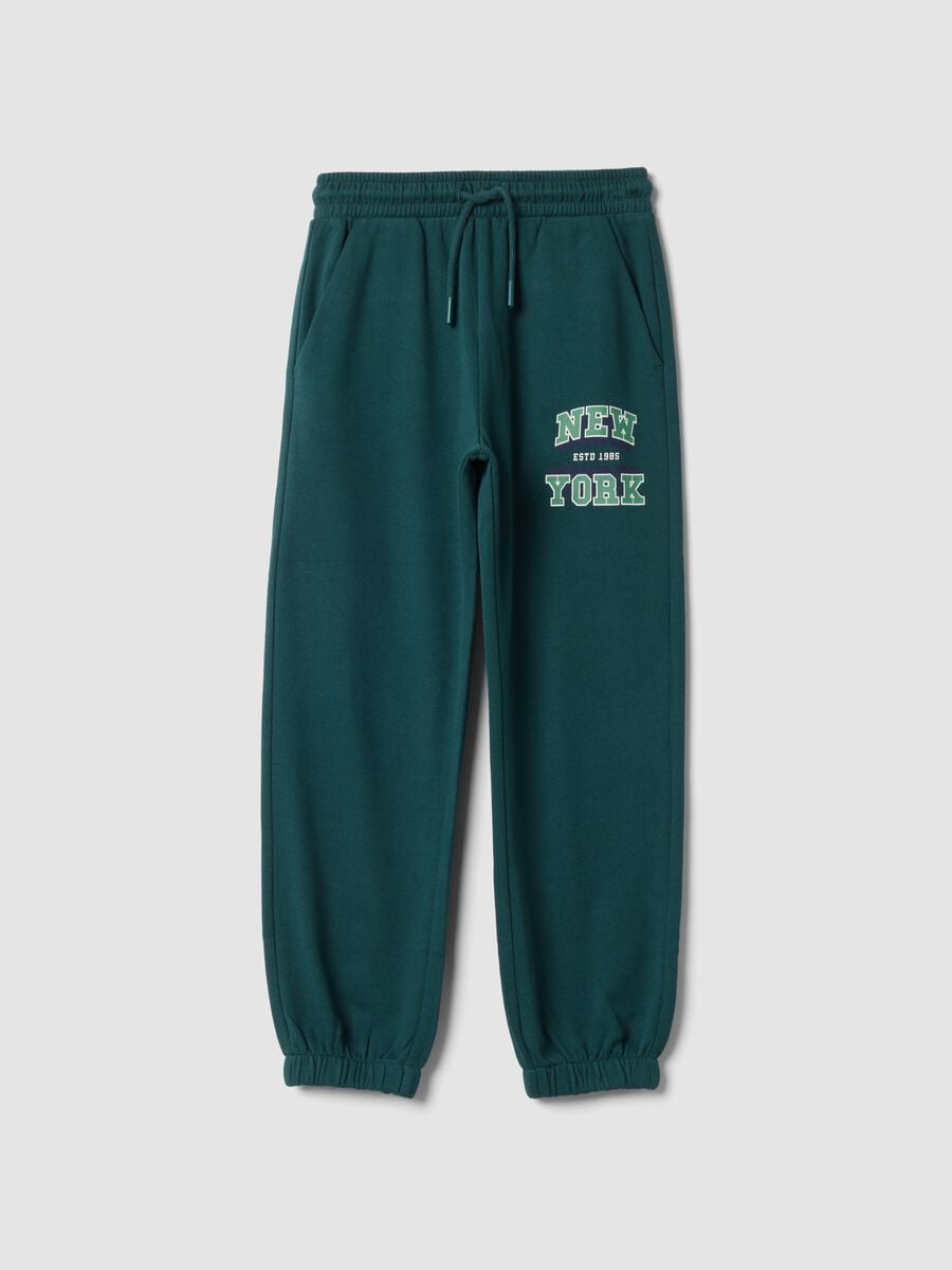 Pantaloni jogger verdi in misto cotone e viscosa_0